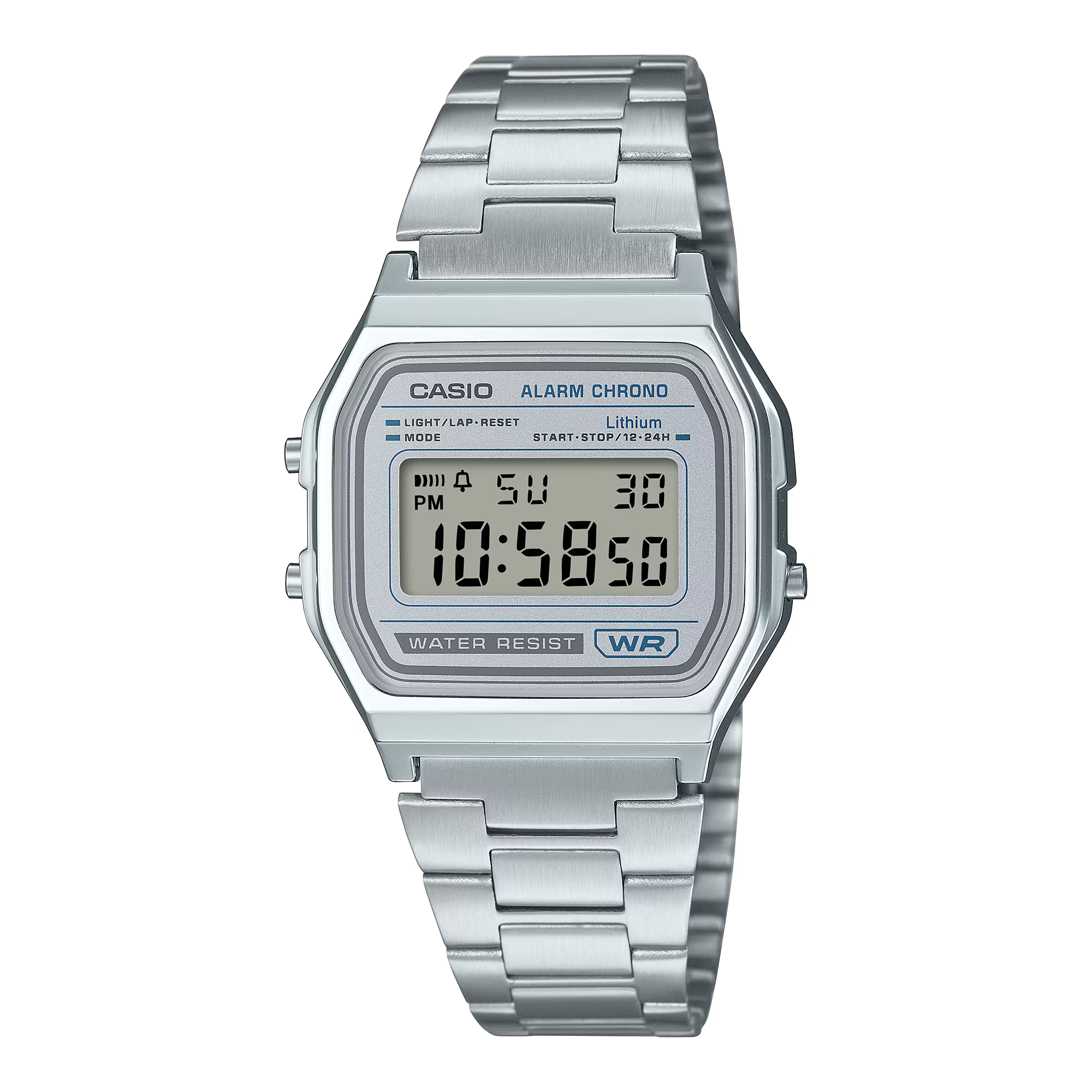 Casio Stainless Steel Digital Silver Dial Watch A158WEA-7D