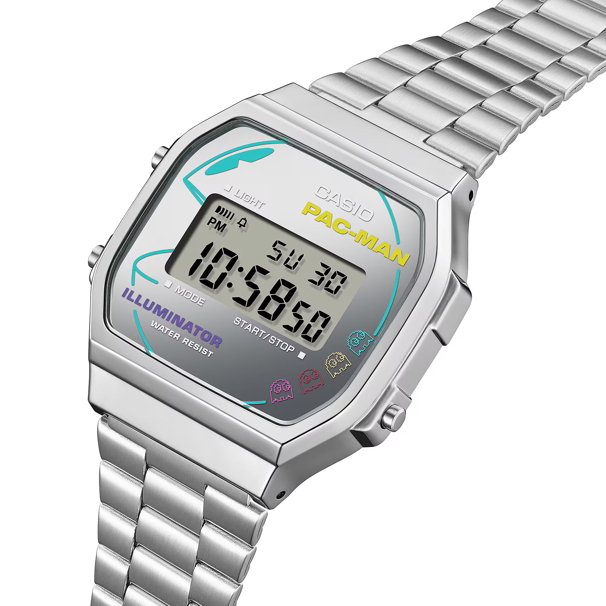 Casio x Pac-Man Collaboration Digital Stainless Steel Watch A168WEPC-7A