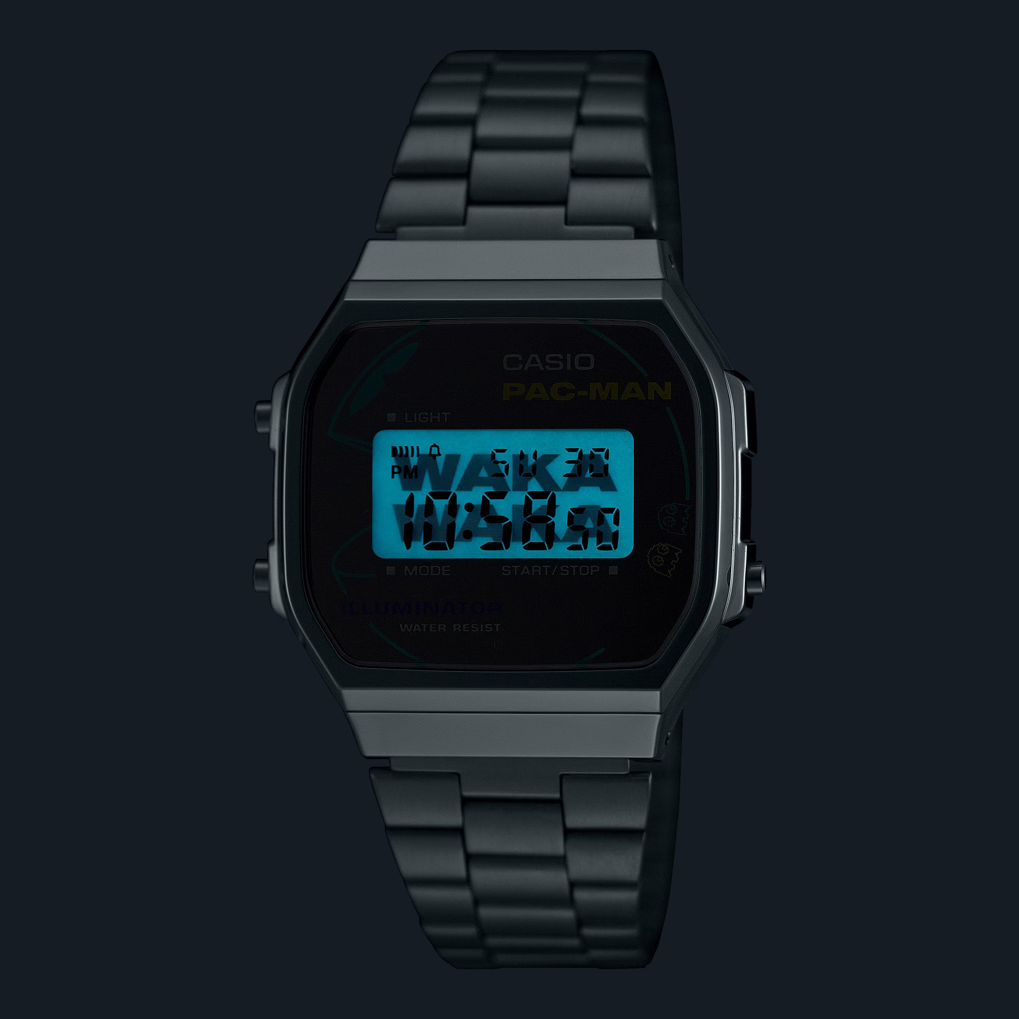 Casio x Pac-Man Collaboration Digital Stainless Steel Watch A168WEPC-7A