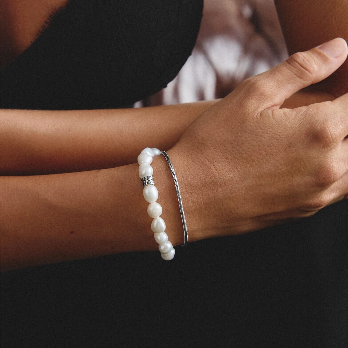 Thomas Sabo Stainless Steel Freshwater Pearl Bracelet TA2255SWH-16 view 3