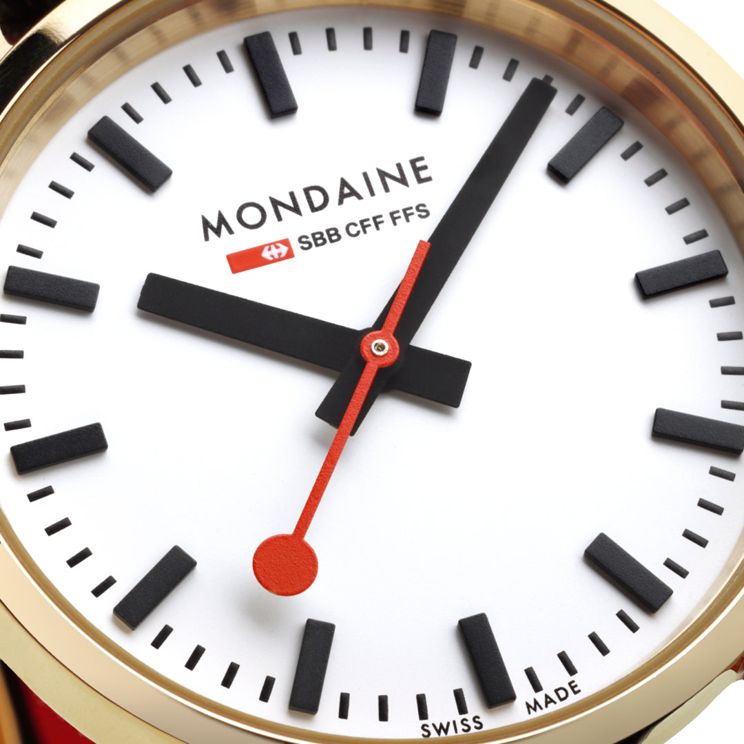 Mondaine Classic White Dial Black Leather Strap Watch A658.30323.10SBBV