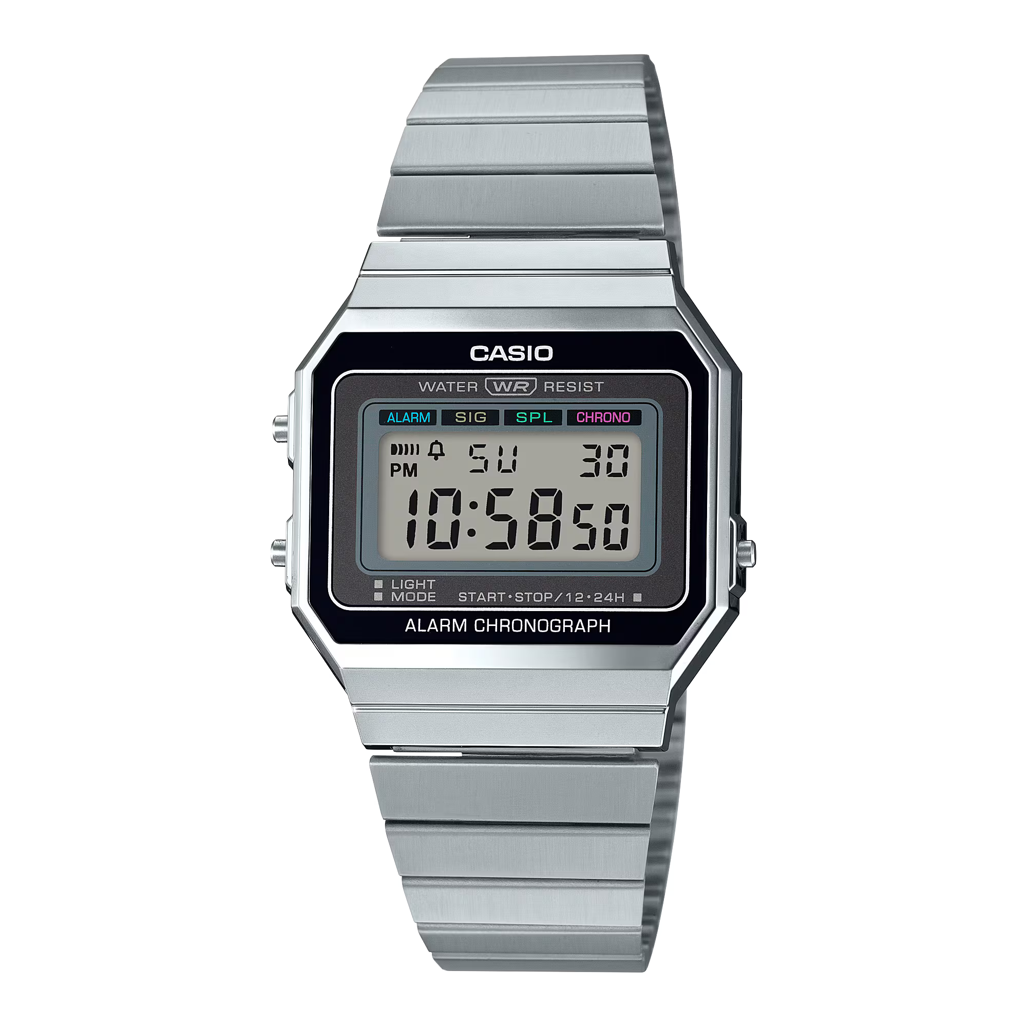 Casio Vintage Silver Dial Stainless Steel Black Dial Watch A700W-1A