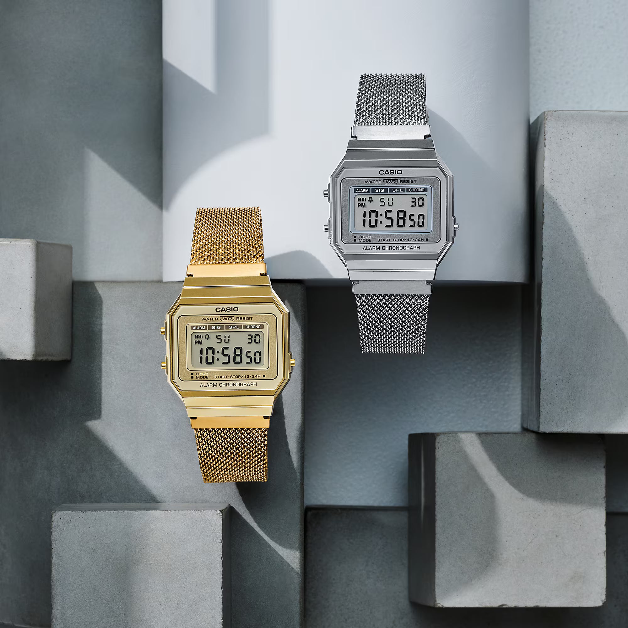 Casio Vintage Silver Stainless Steel Band and Dial Watch A700WM-7A