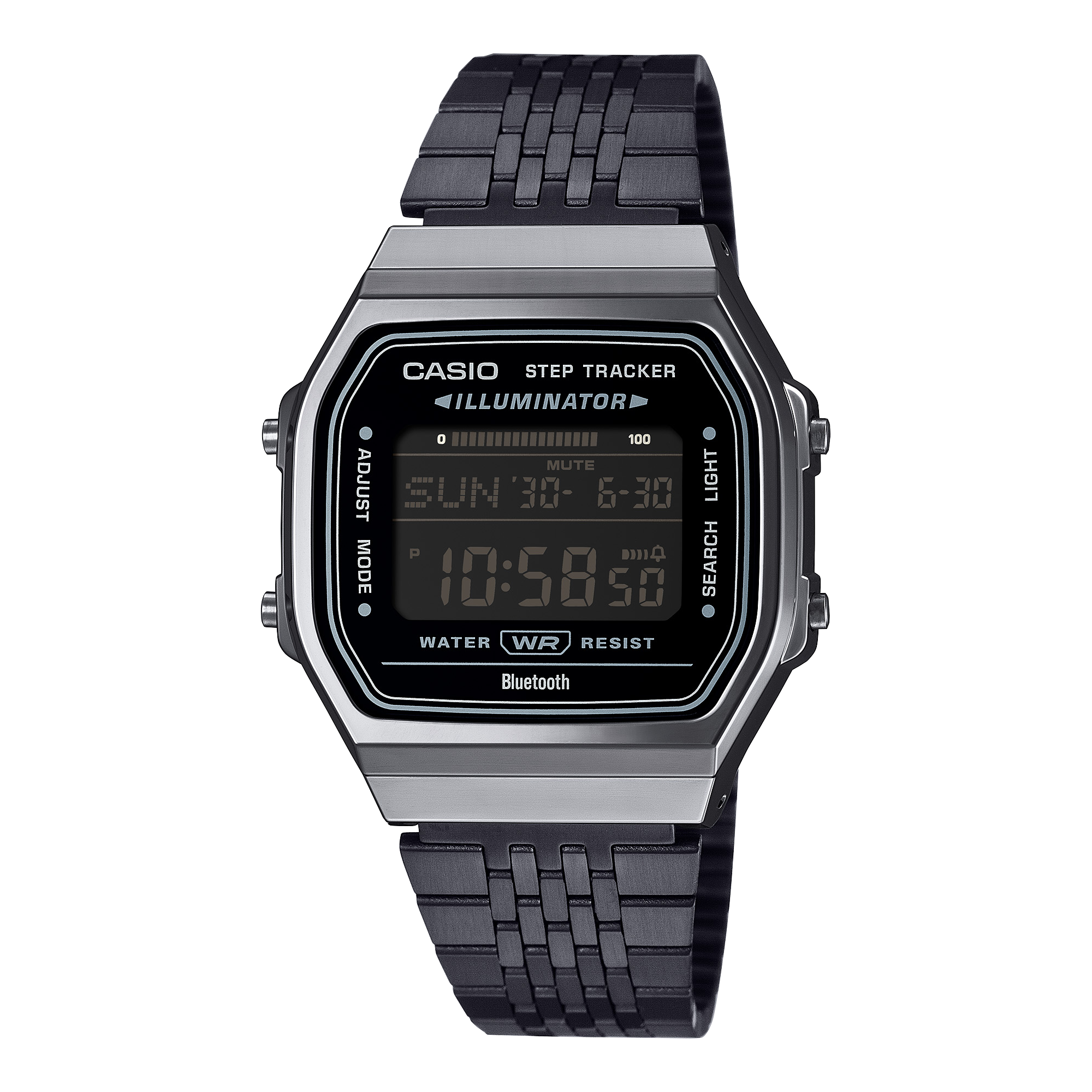 Casio Vintage Black Stainless Steel Watch ABL100WEGG 1B Watch Direct