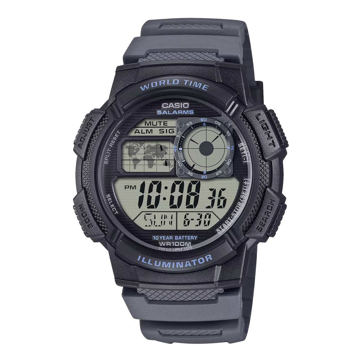 Casio Illuminator Black World Time Men's Watch AE1000W-8A