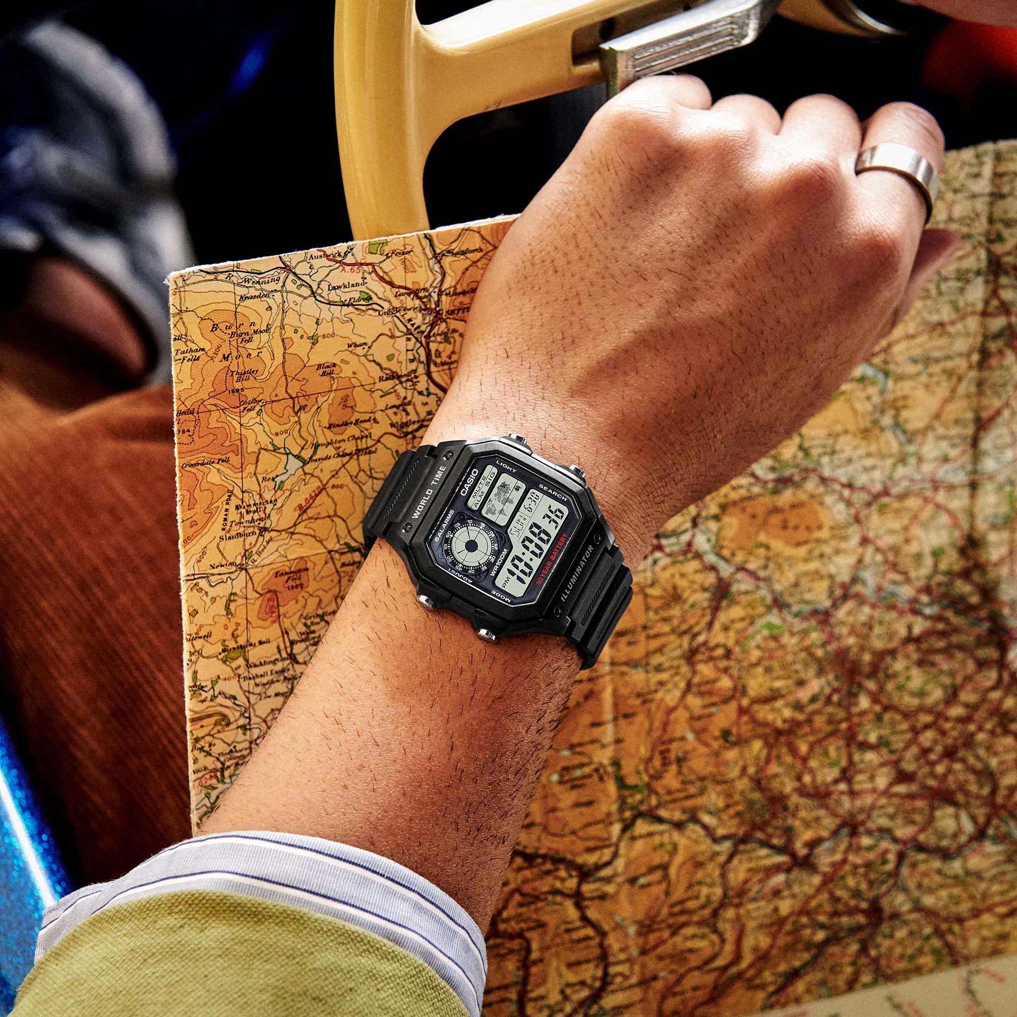 Casio World Time Standard Black Rubber Strap Watch AE1200WHB-1A