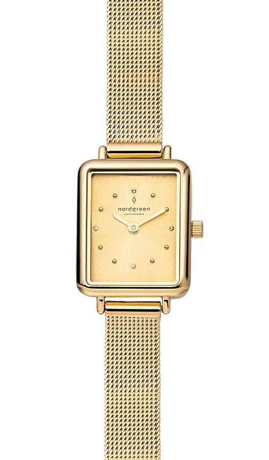 Nordgreen Allure 20mm x 30mm Gold Dial Gold Mesh Watch