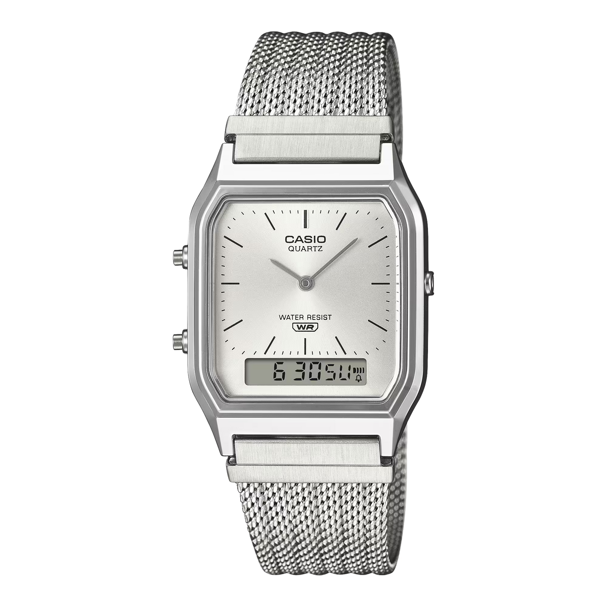Casio Classic Vintage Stainless Steel Mesh Band Silver Dial Watch AQ230EM-7A