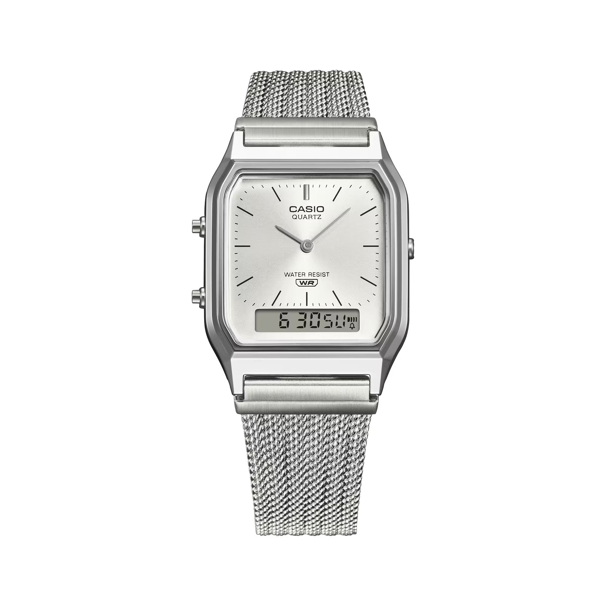 Casio Classic Vintage Stainless Steel Mesh Band Silver Dial Watch AQ230EM-7A
