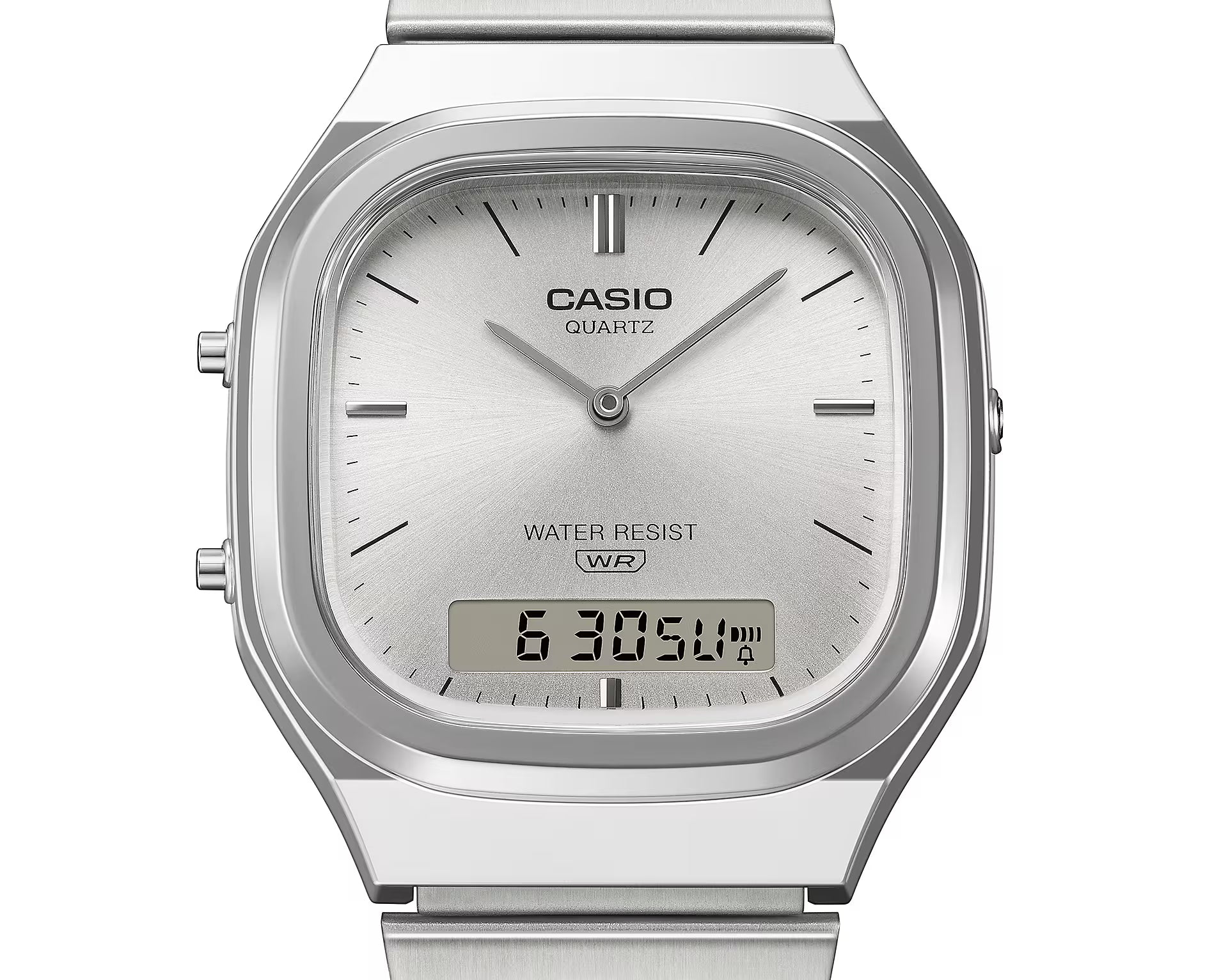 Casio Vintage Rectangular Stainless Steel Band Silver Dial Watch AQ240E-7A