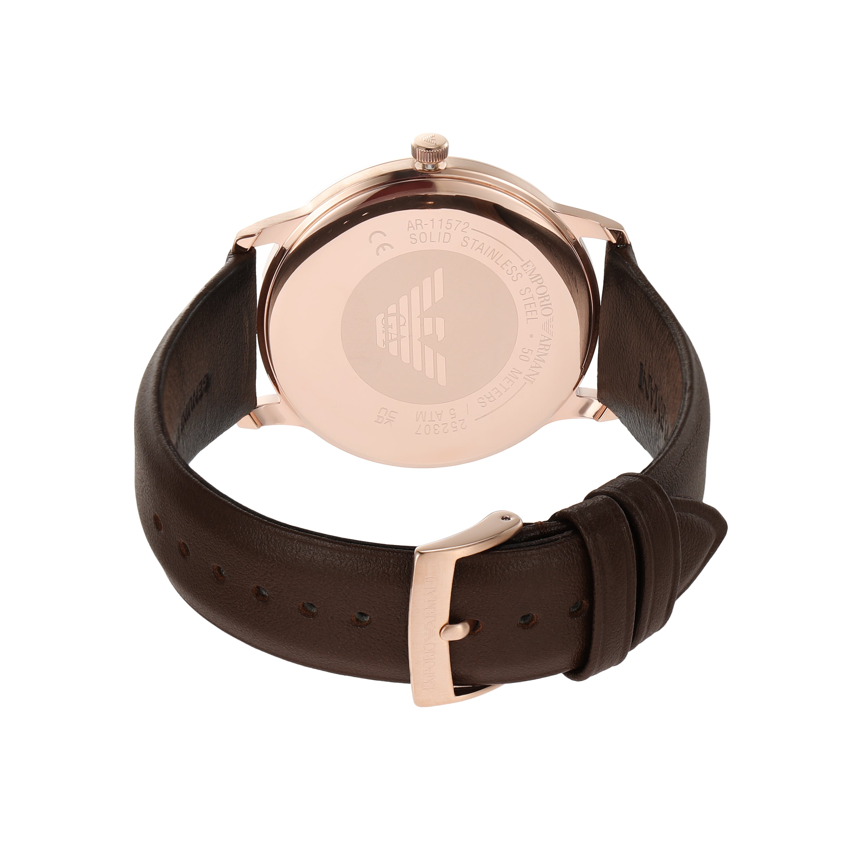 Emporio Armani Elegant White Dial Brown Leather Watch AR11572