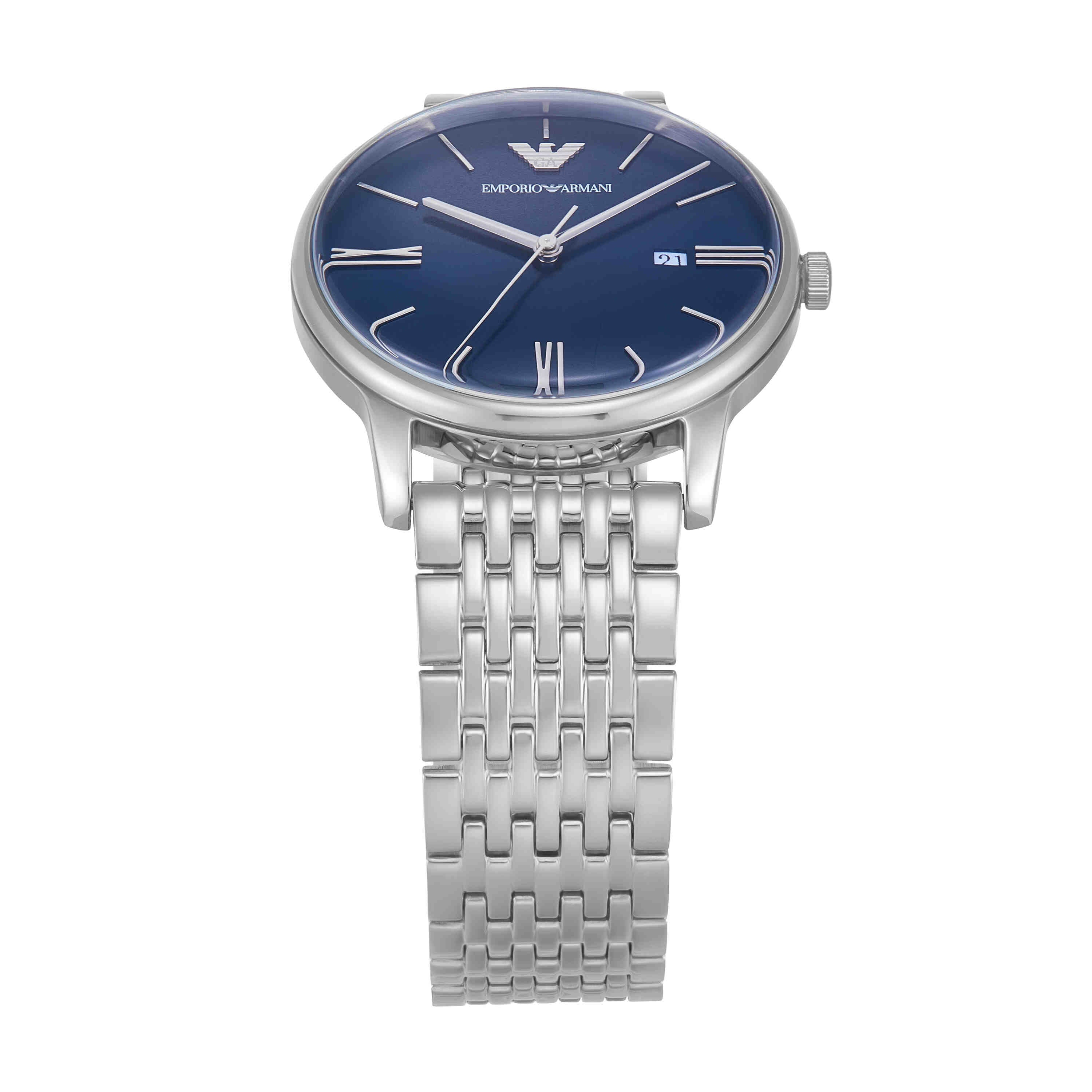 Emporio Armani Three-Hand Date Blue Dial Steel Bracelet AR11674