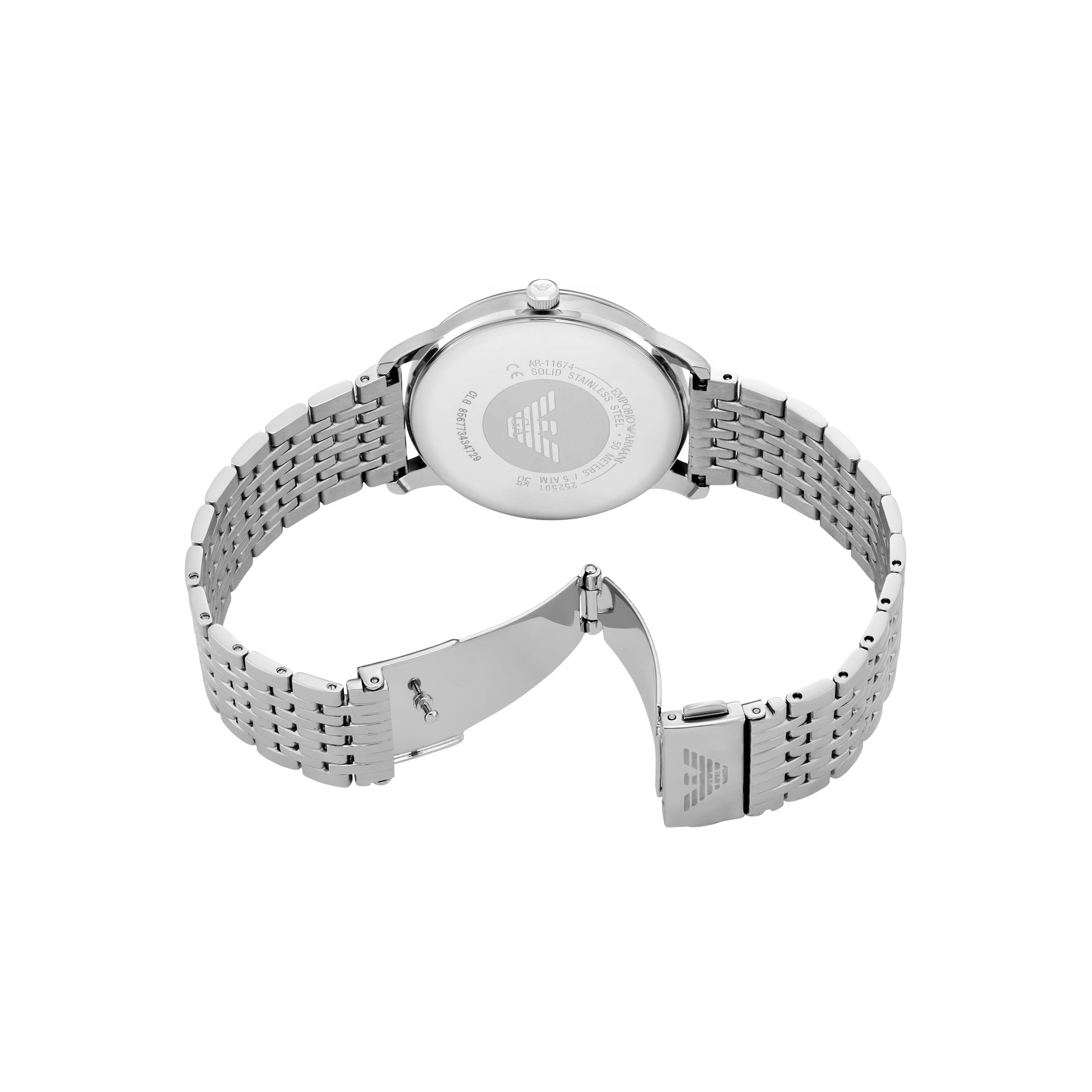 Emporio Armani Three-Hand Date Blue Dial Steel Bracelet AR11674