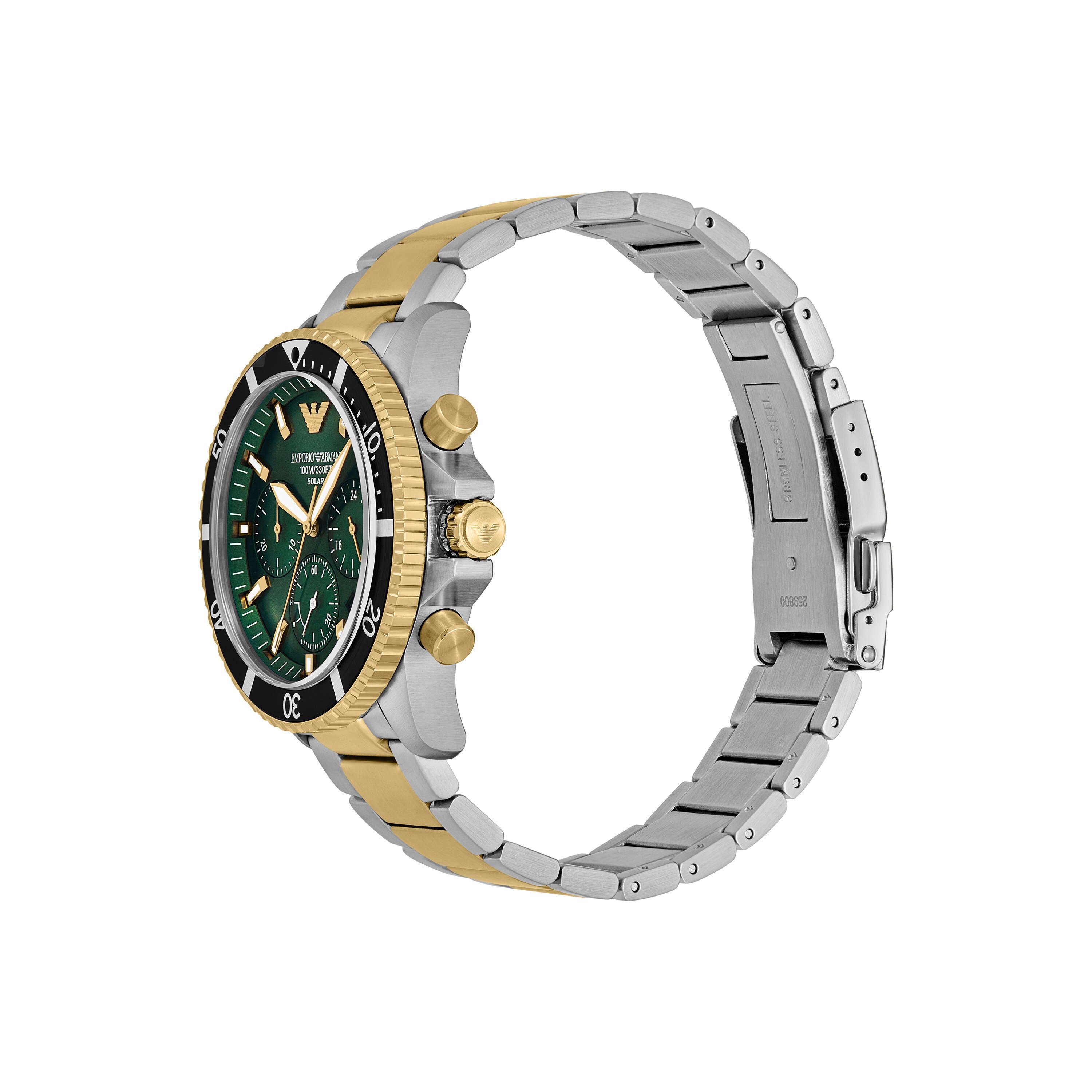 Armani World Explorer Solar Powered Two Tone Stainless Steel Watch AR11695