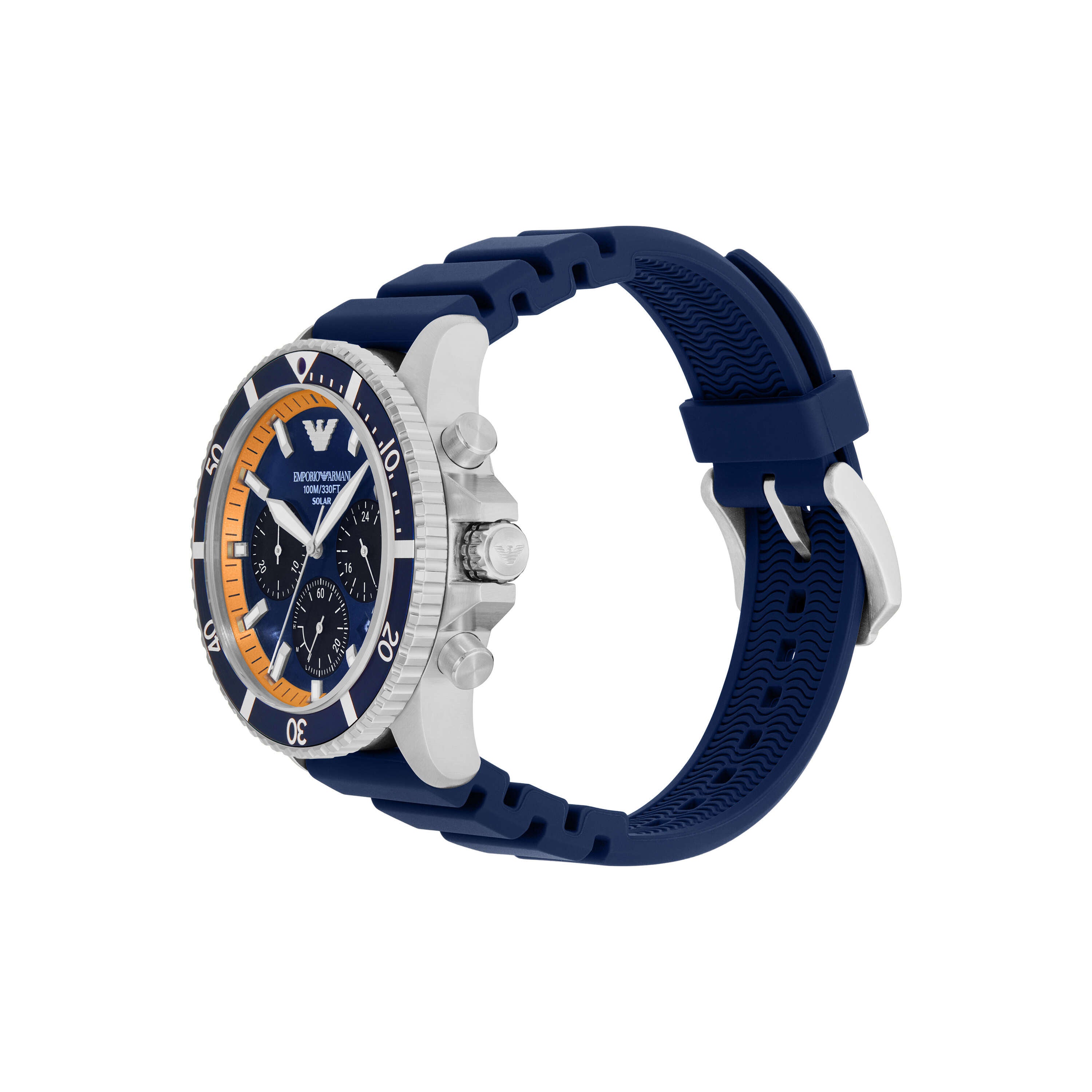 Armani World Explorer Solar Powered Chronograph Blue Silicone Watch AR11696
