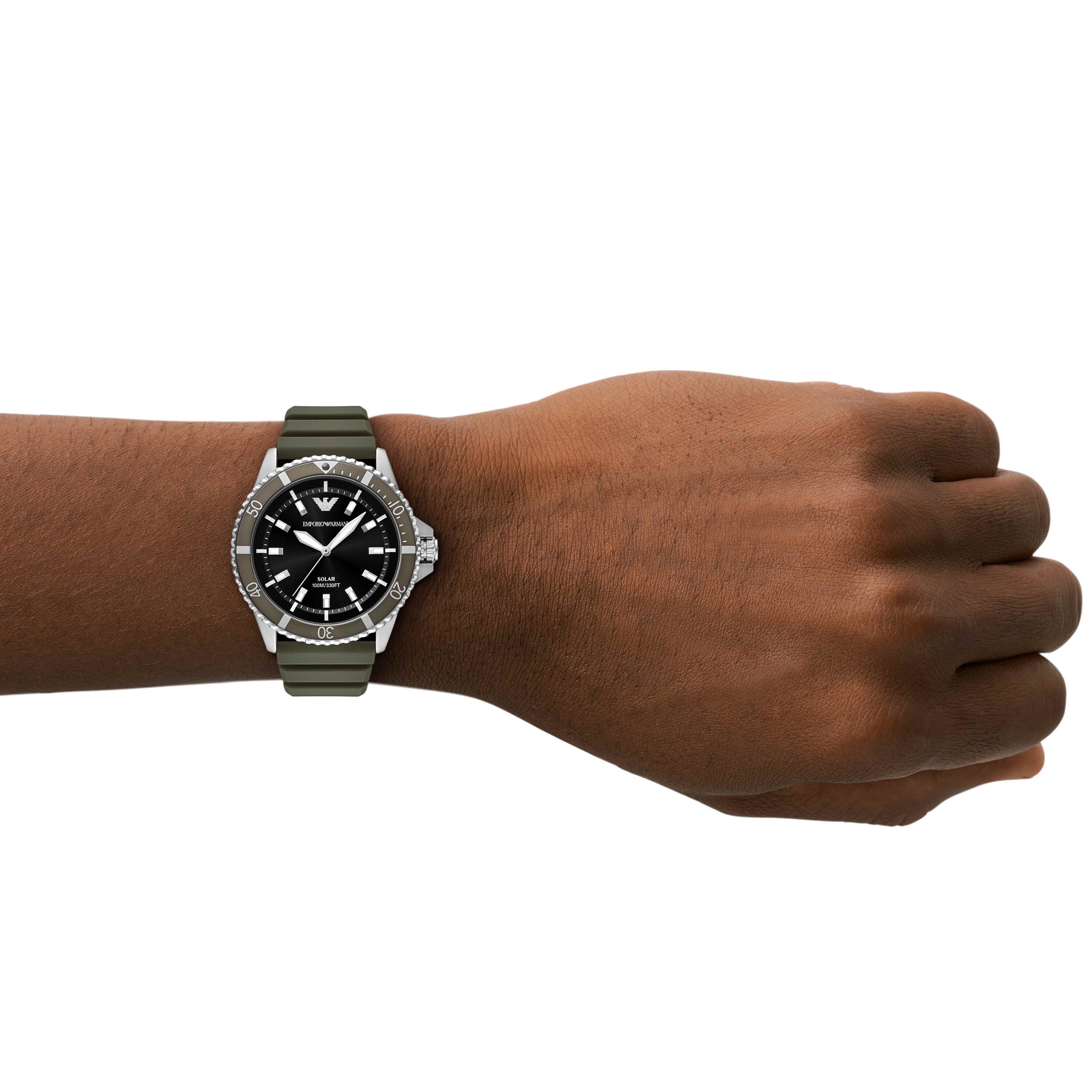 Armani World Explorer Solar Powered Green Silicone Watch AR11699