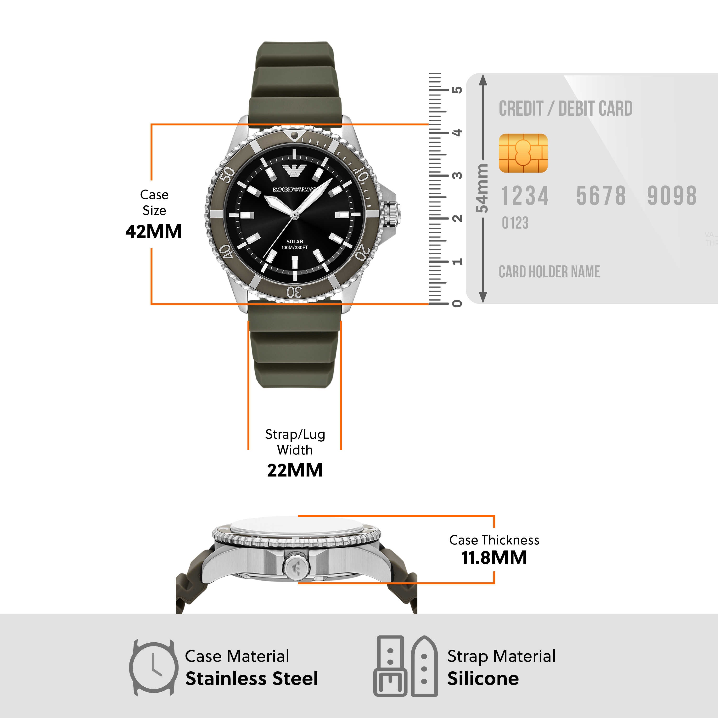 Armani World Explorer Solar Powered Green Silicone Watch AR11699