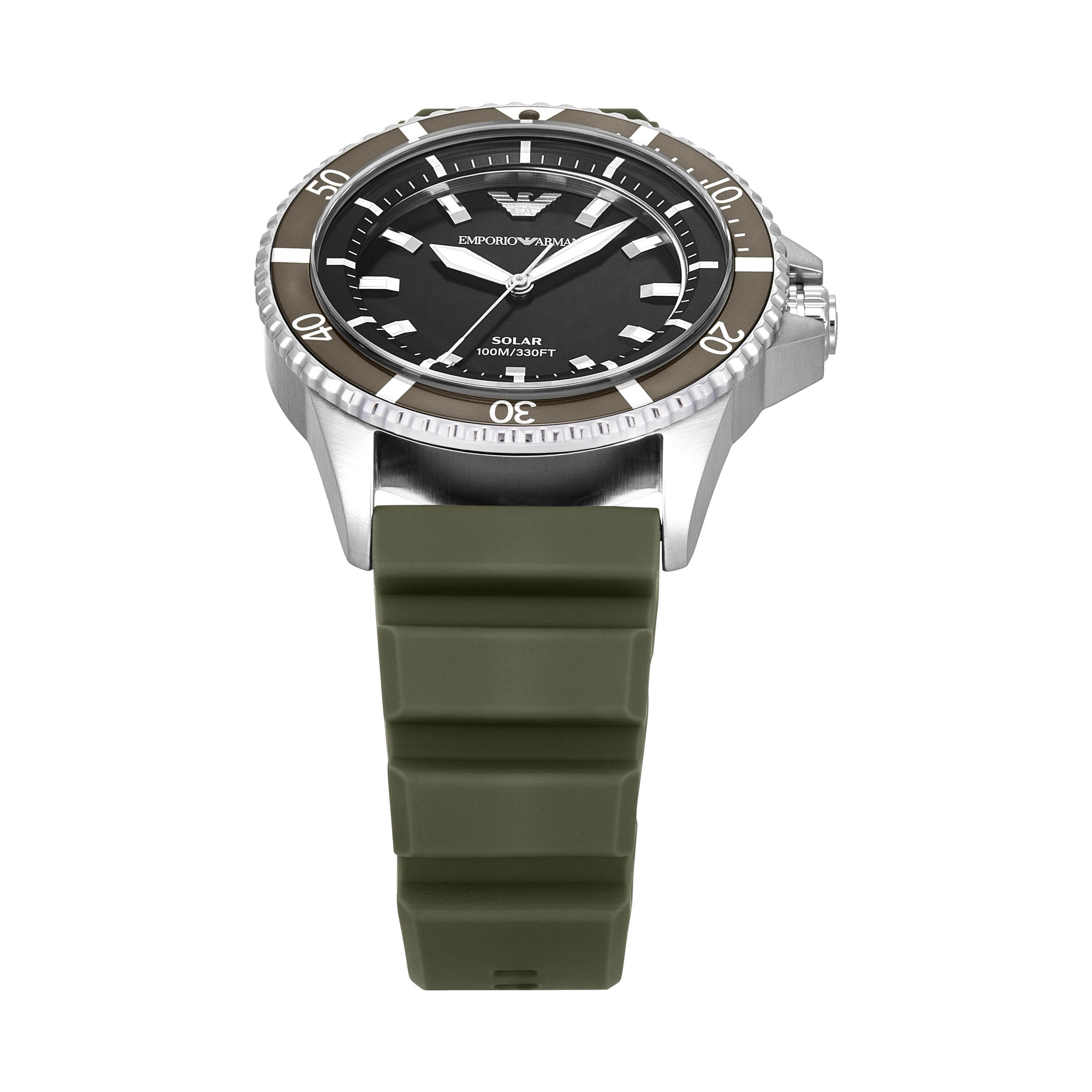 Armani World Explorer Solar Powered Green Silicone Watch AR11699