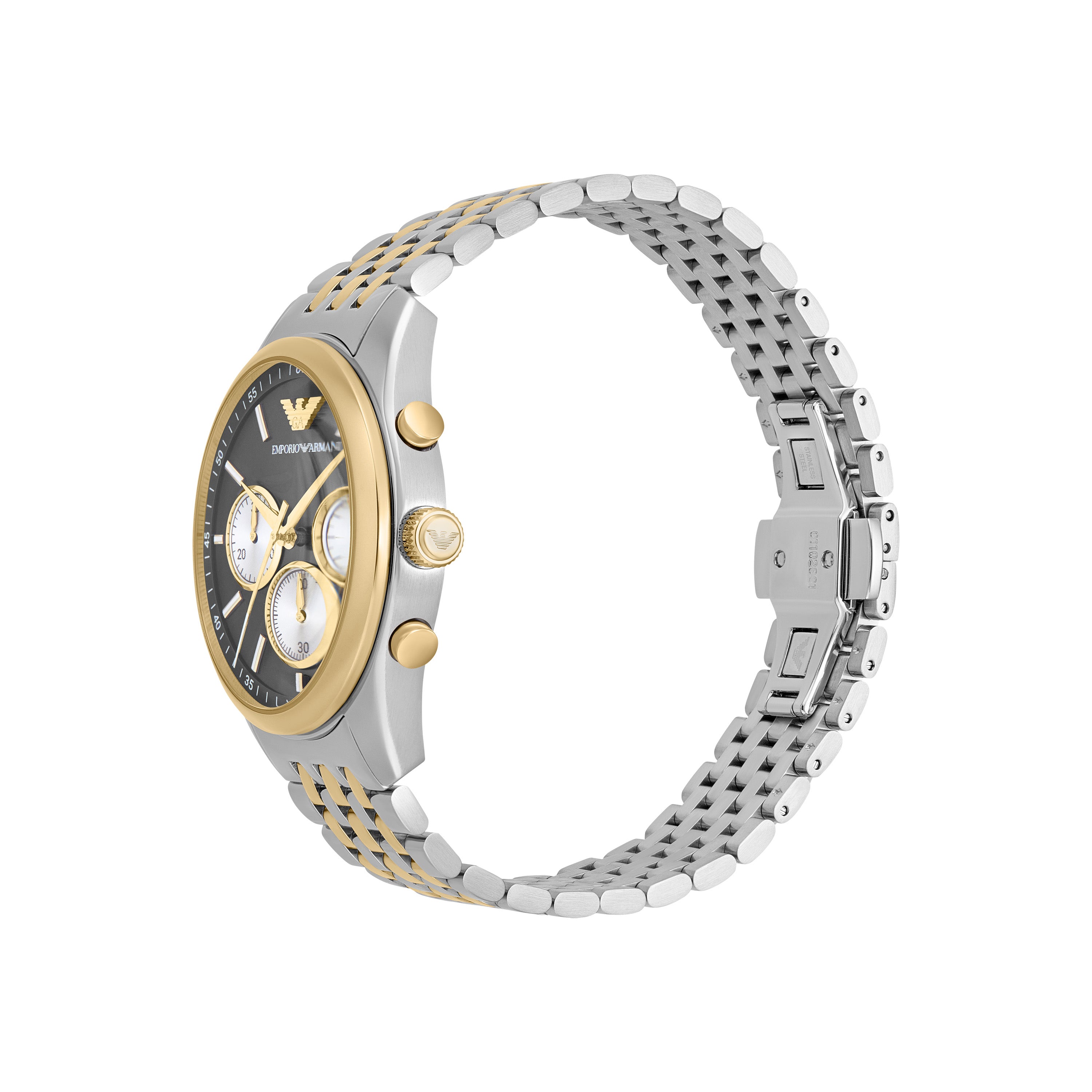 Armani Chronograph Two Tone Stainless Steel Black Dial Watch AR11713