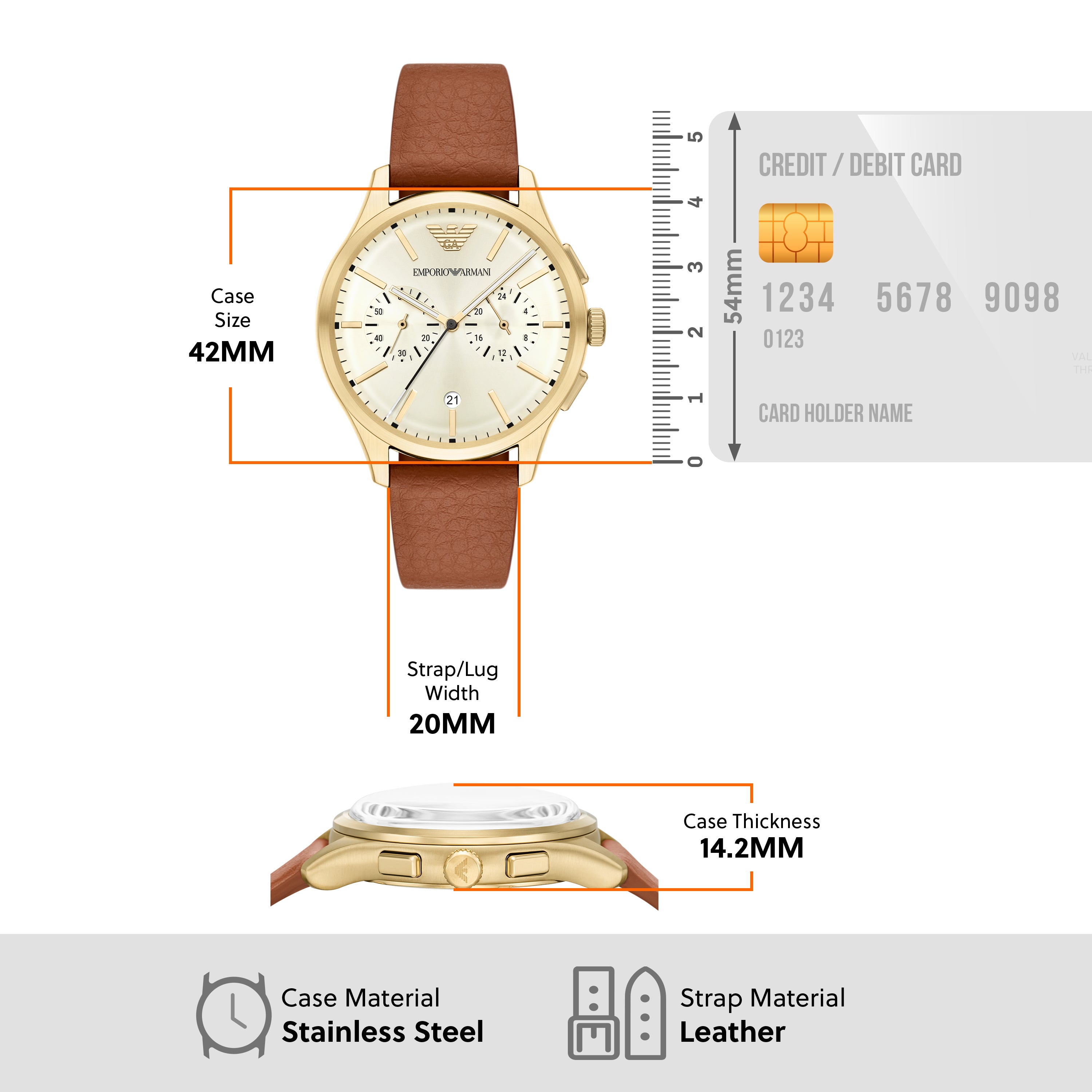 Emporio Armani Chronograph Brown Leather Watch AR11714