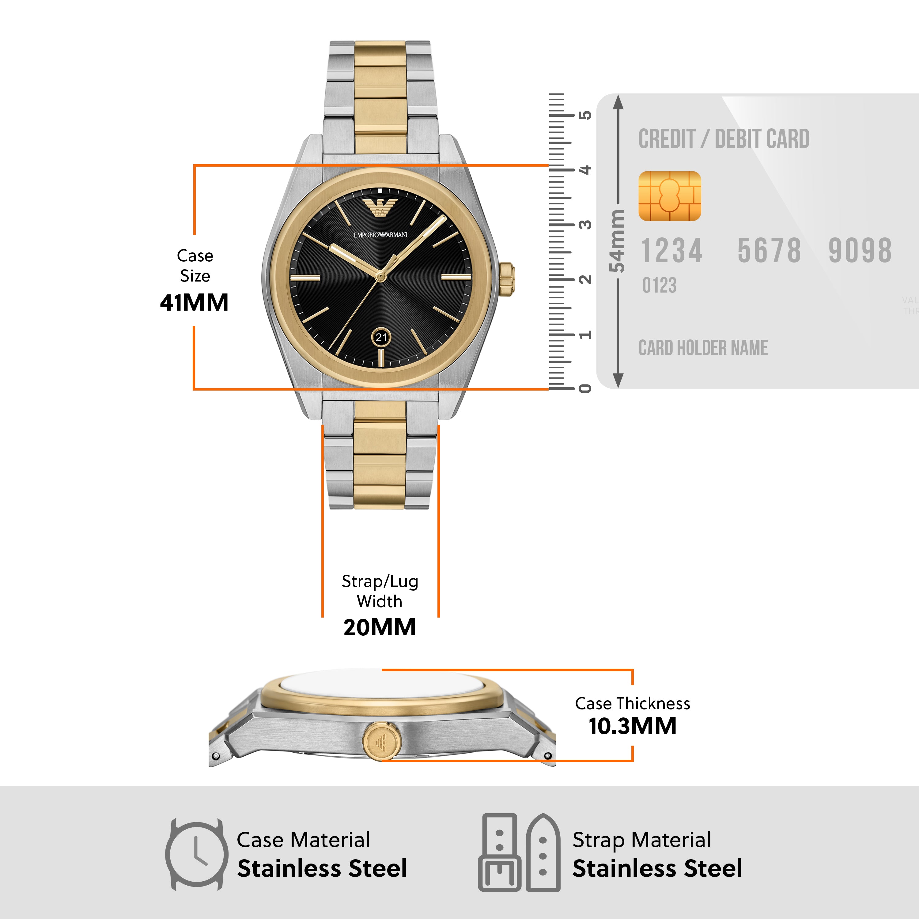 Emporio Armani Three Hand Two Tone Stainless Steel Watch AR11715