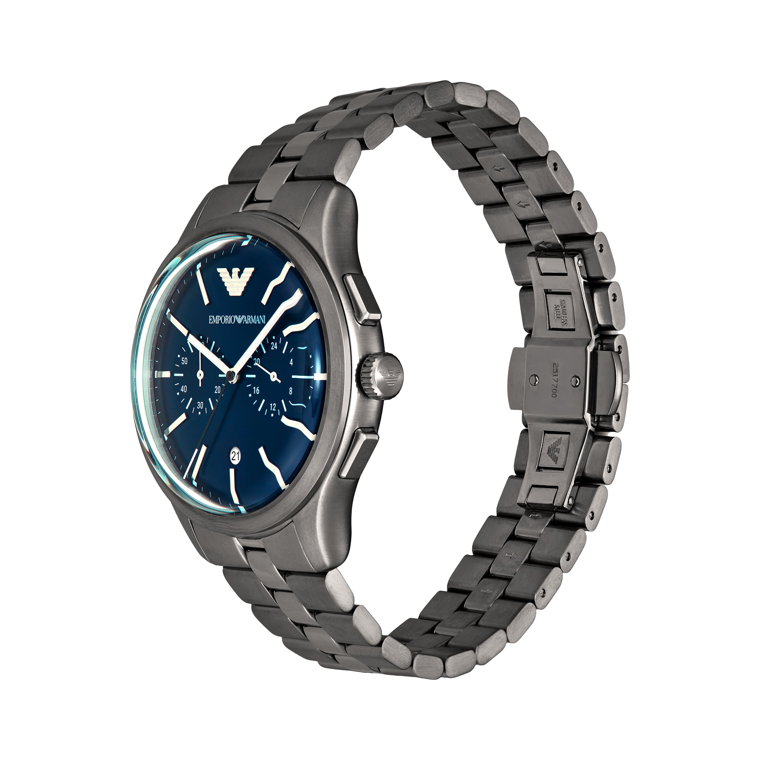 Emporio Armani Blue Dial Gunmetal Stainless Steel Watch AR11729