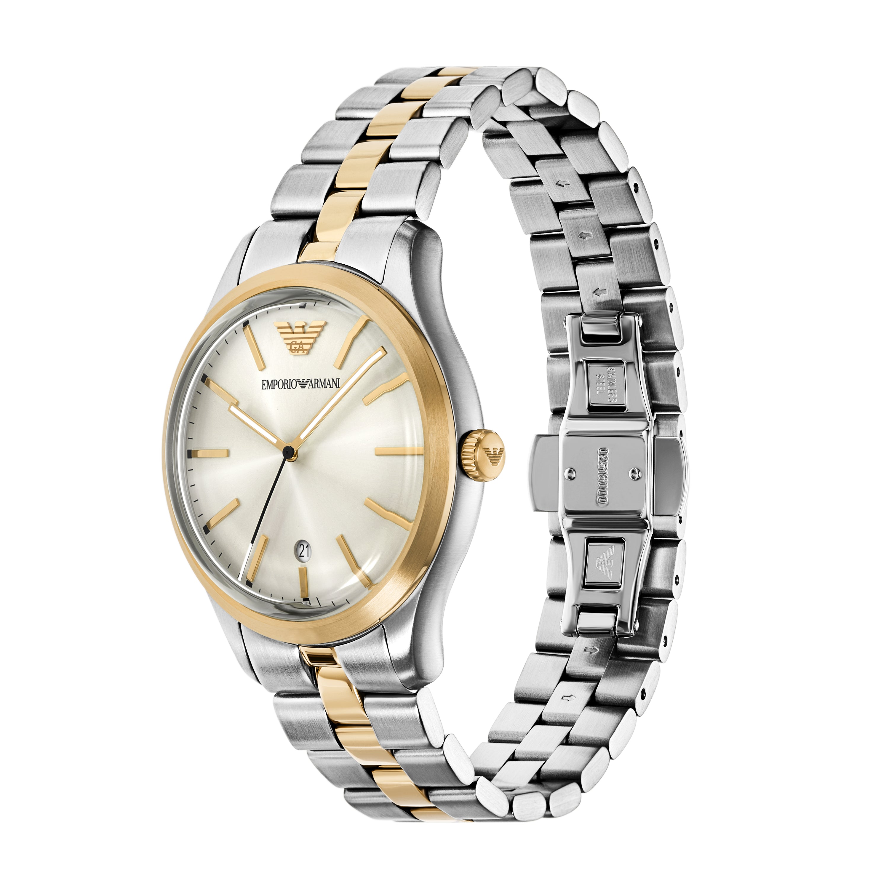 Emporio Armani Cream Dial Two Tone Stainless Steel Watch AR11735