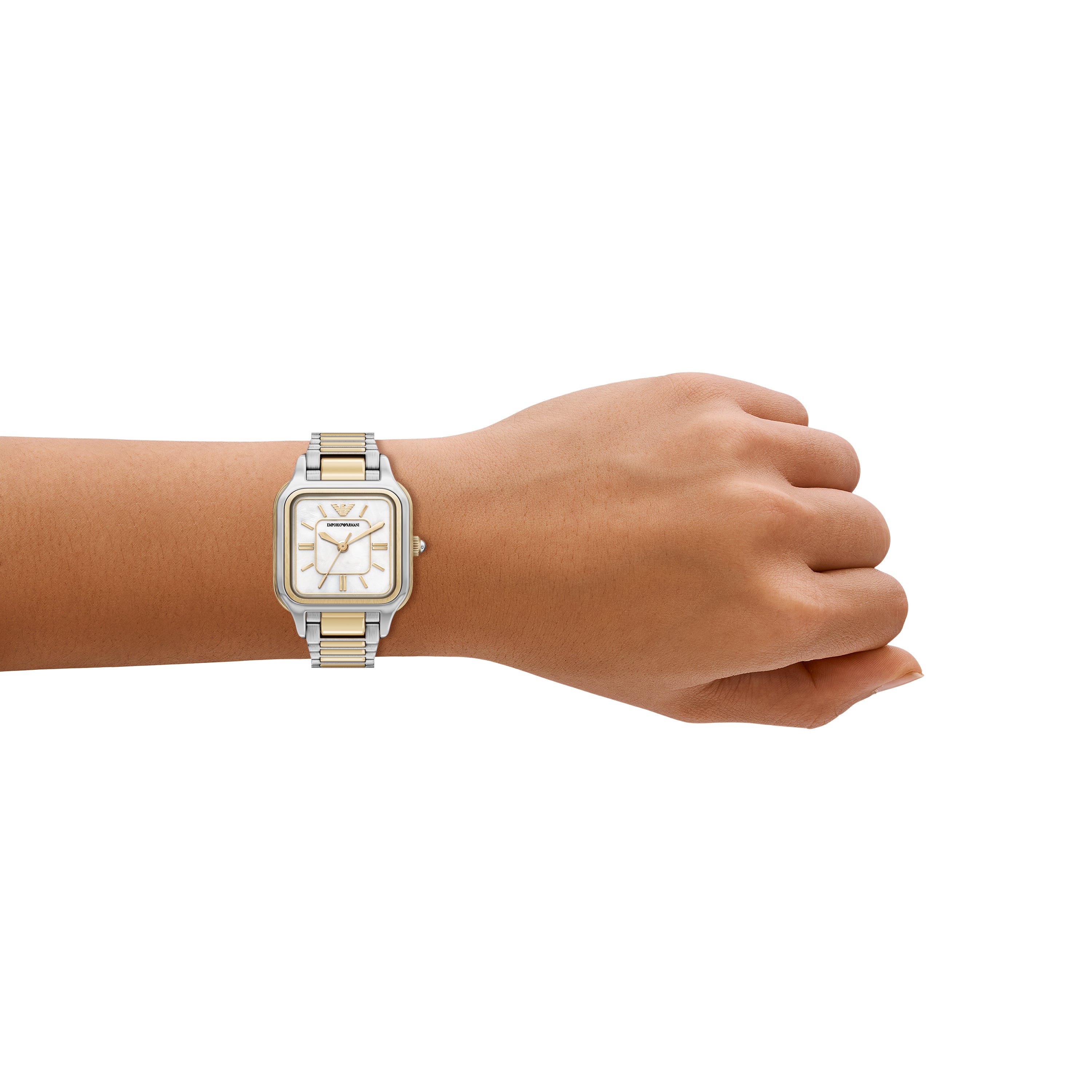 Emporio Armani White Dial Two Tone Stainless Steel Watch AR11745