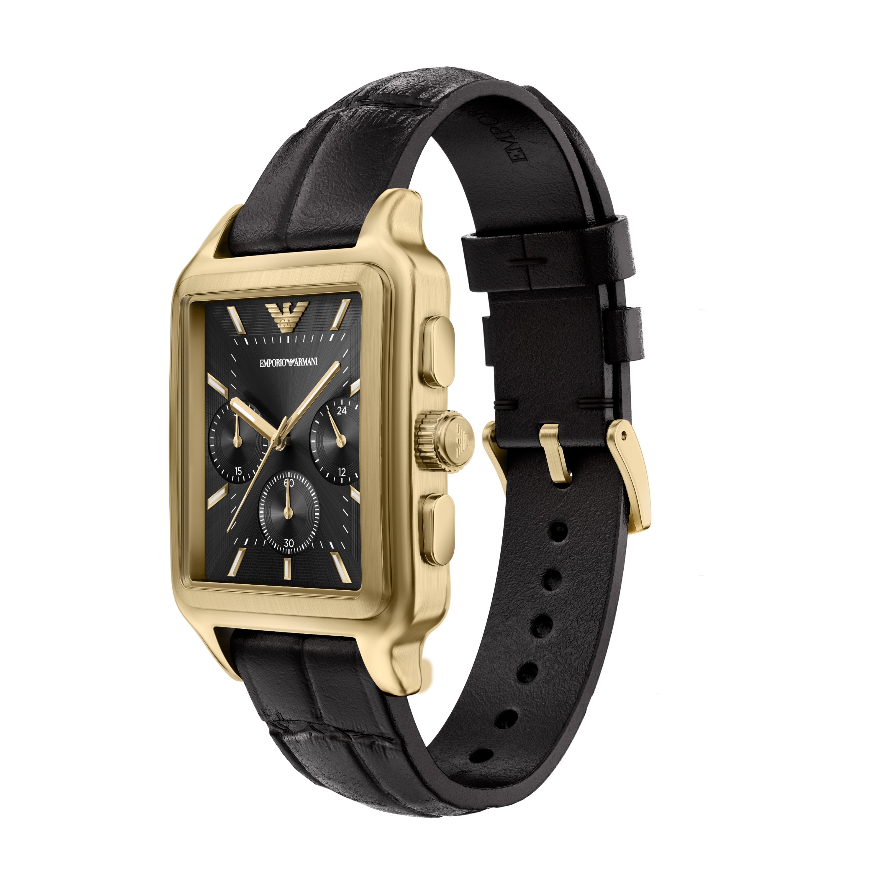 Emporio Armani Black Dial Leather Strap Watch AR11753