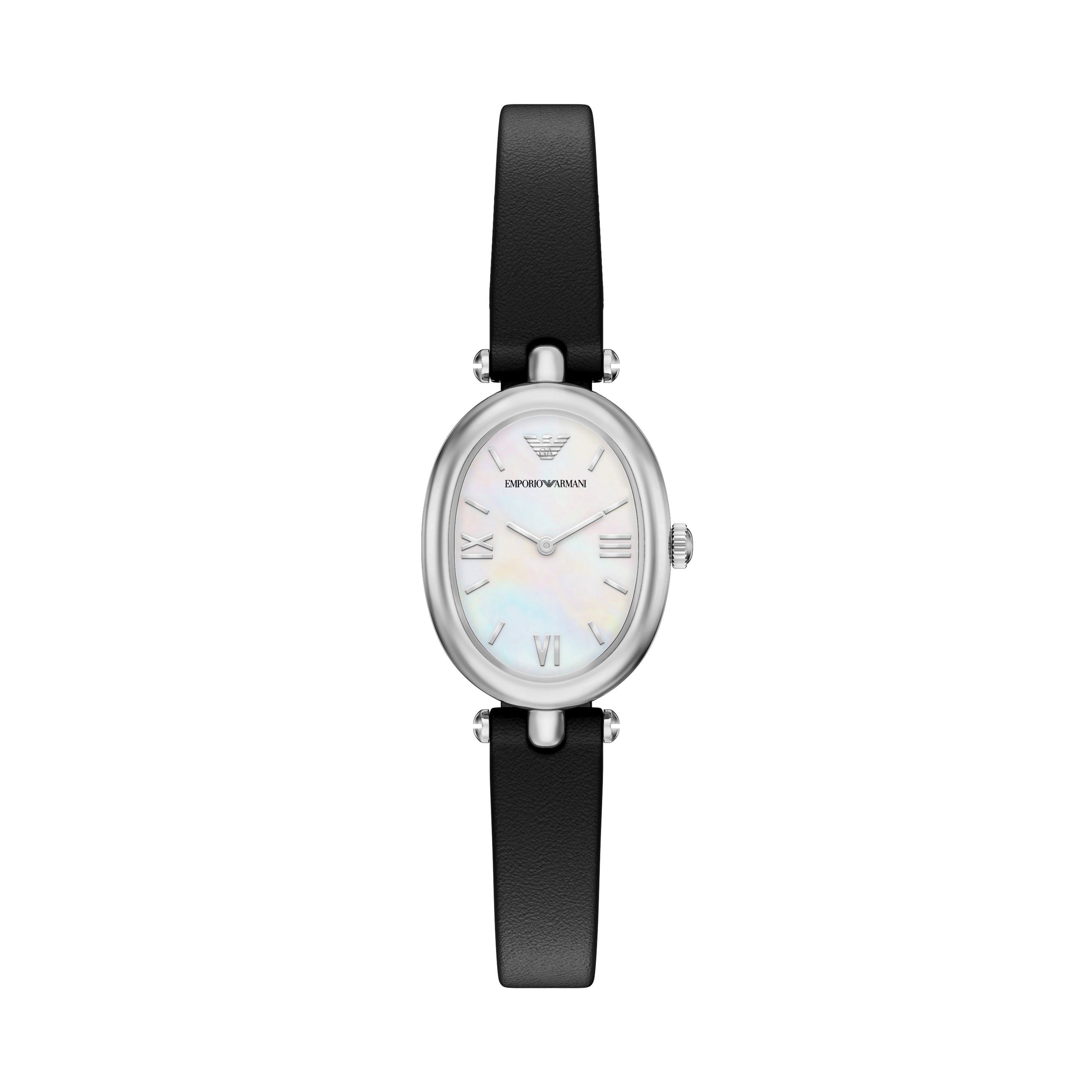 Emporio Armani White Dial Black Leather Strap Watch AR11778
