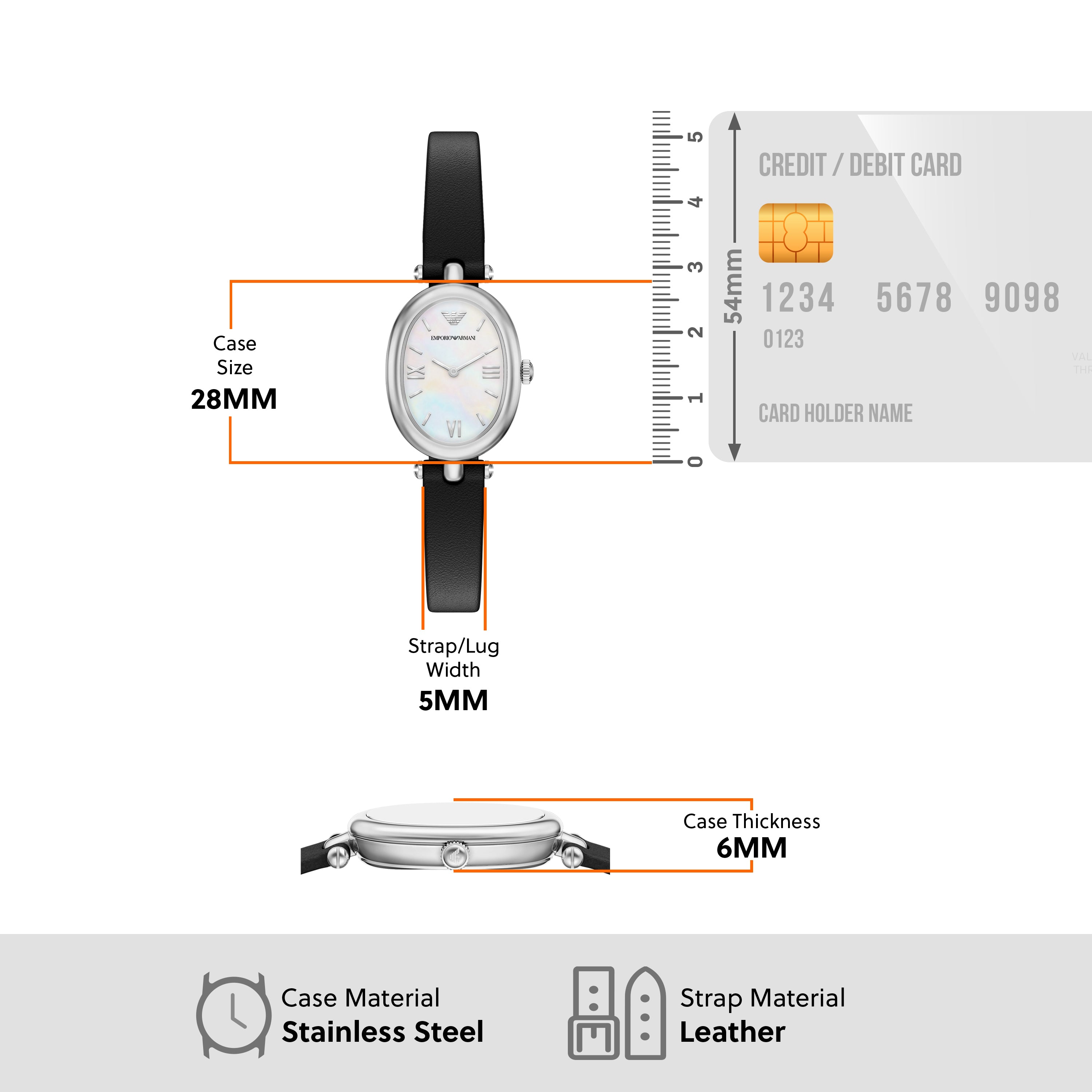 Emporio Armani White Dial Black Leather Strap Watch AR11778