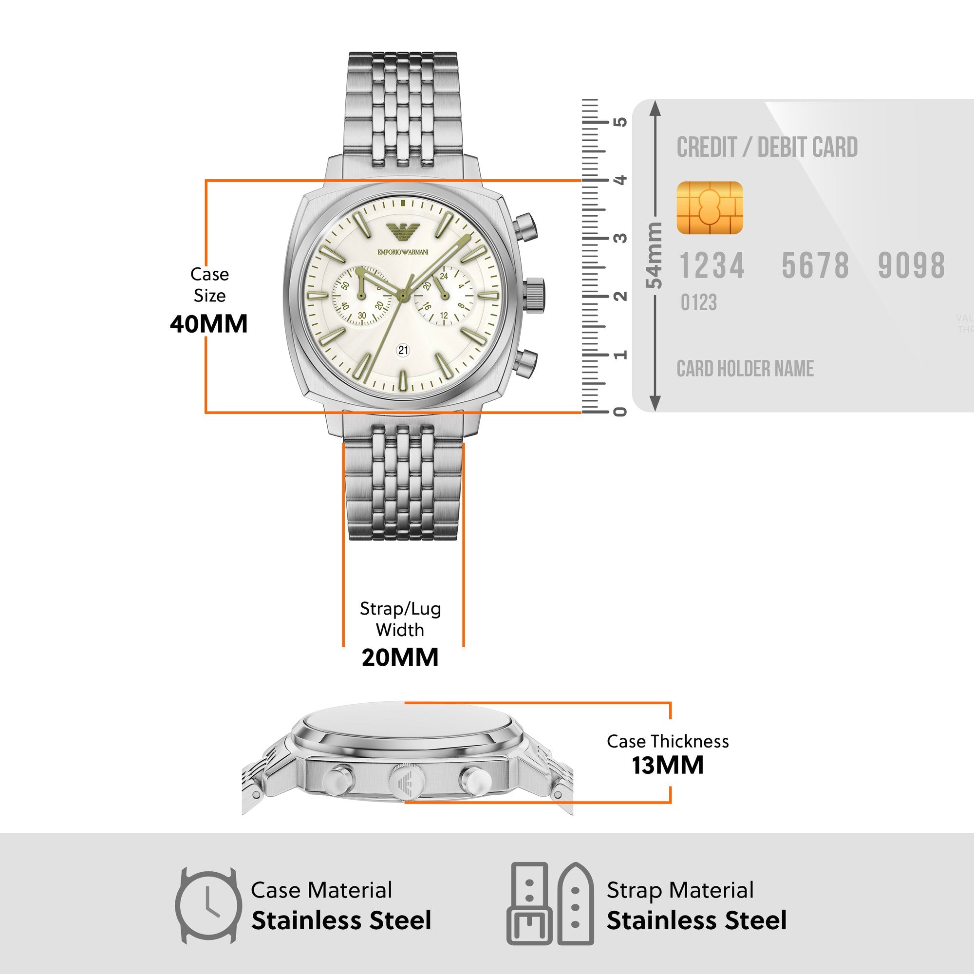 Emporio Armani men's watch, ivory dial (view 8)
