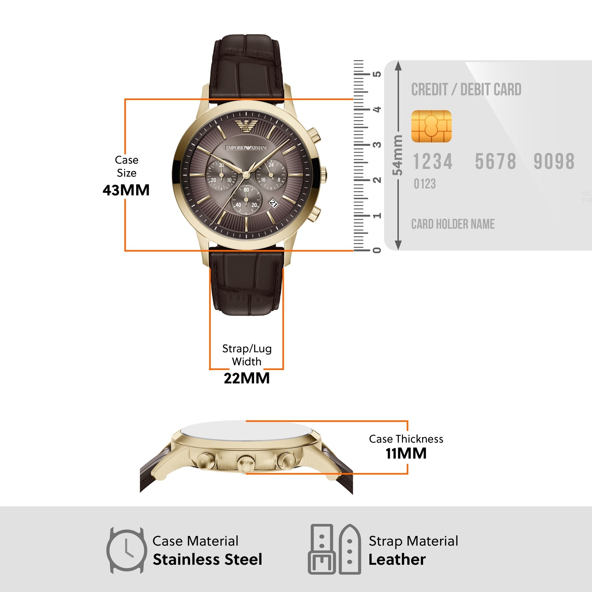 Emporio Armani men's watch, brown dial (view 8)