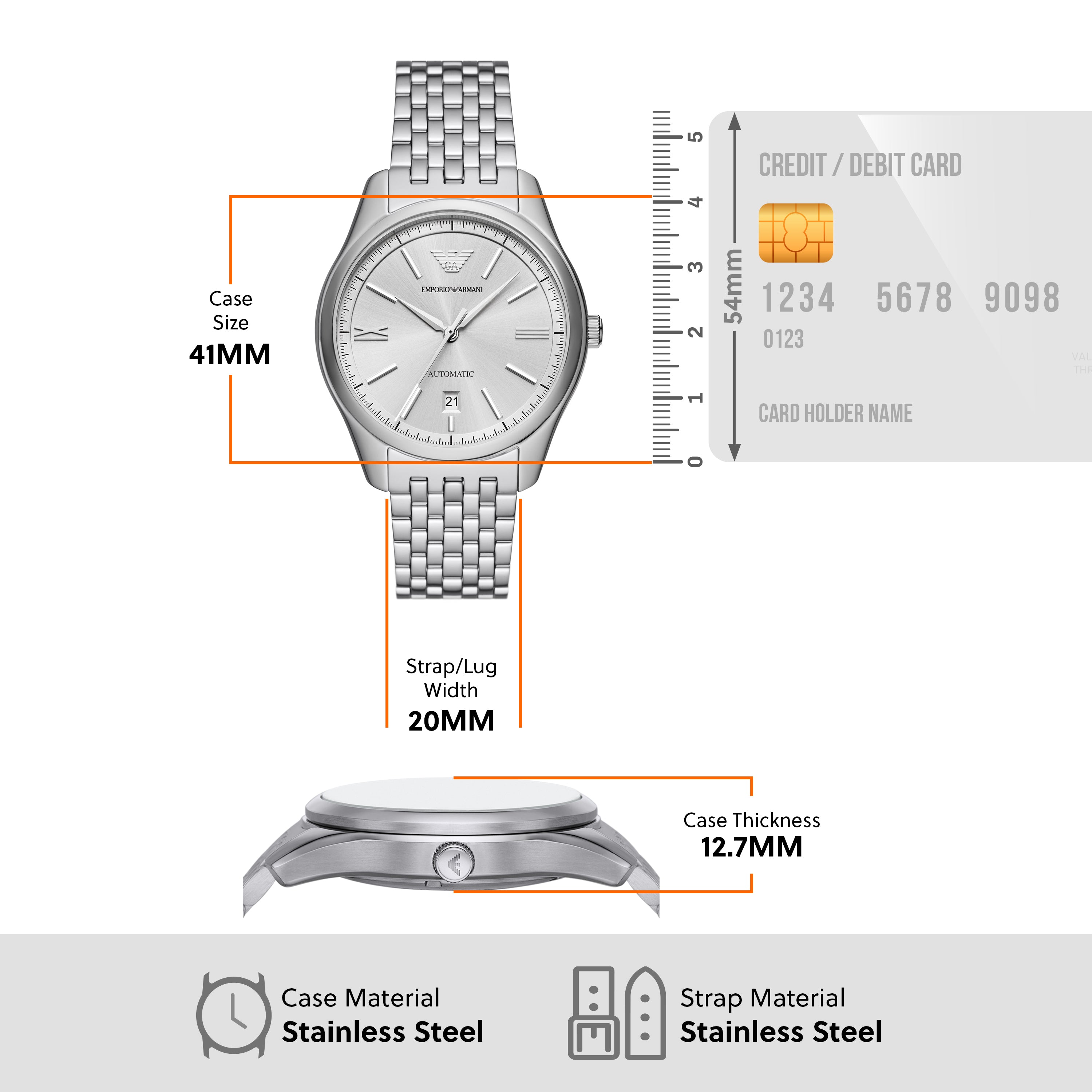 Emporio Armani Men's Luxury Sunray Dial Watch Stainless Steel AR60076