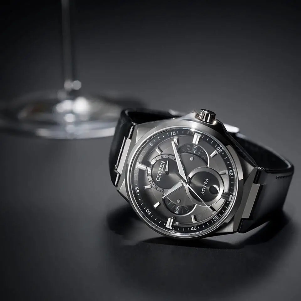 Citizen Attesa Eco-Drive Black Leather Strap Watch BU0060-09H