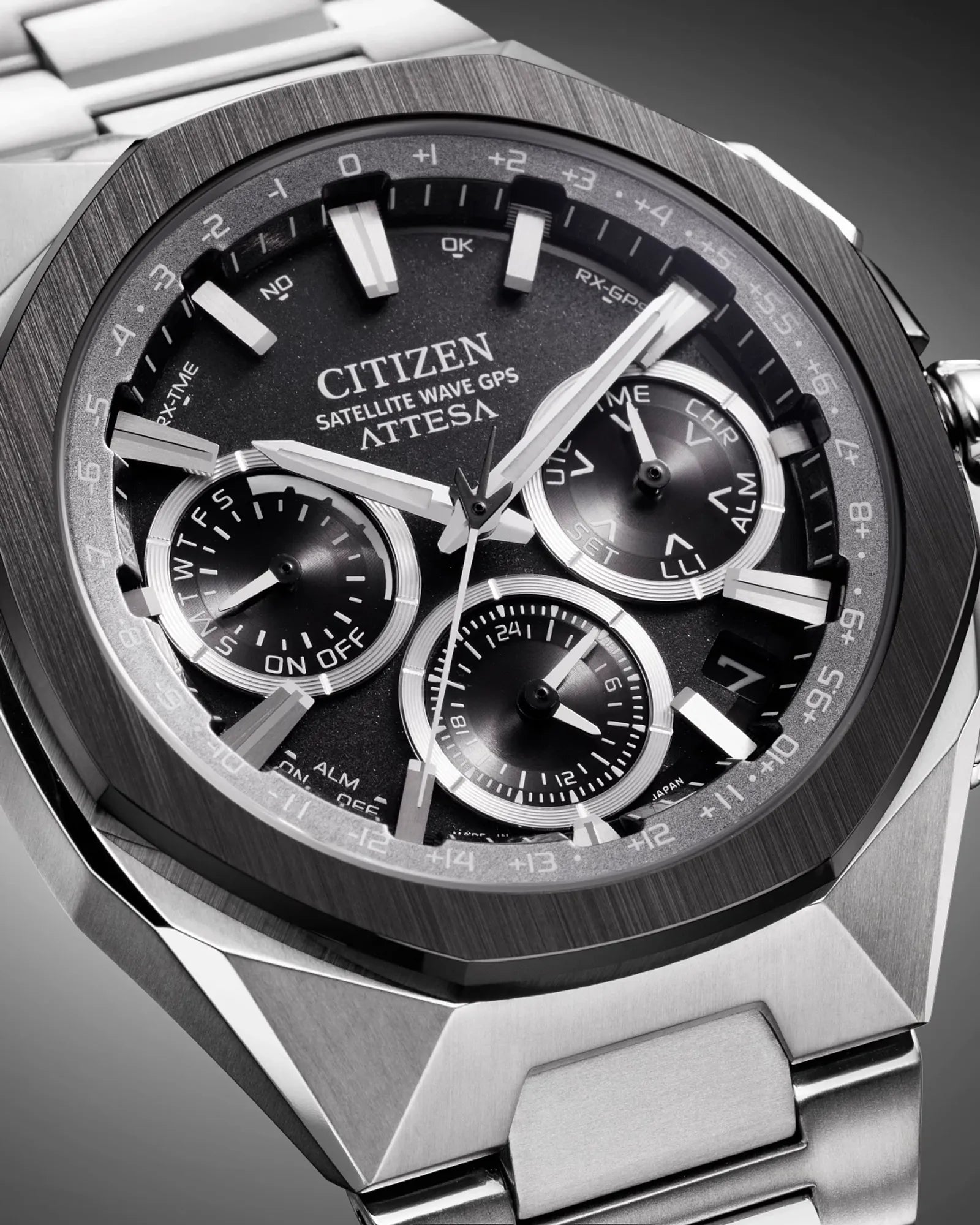 Citizen Attesa Satellite Wave Eco-Drive Black Dial Titanium Watch CC4104-53E