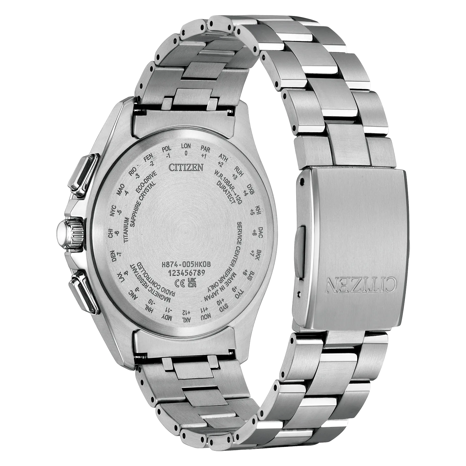 Citizen Attesa Atomic Timekeeping Eco-Drive Blue Dial Titanium Moonphase Watch BY1000-51L