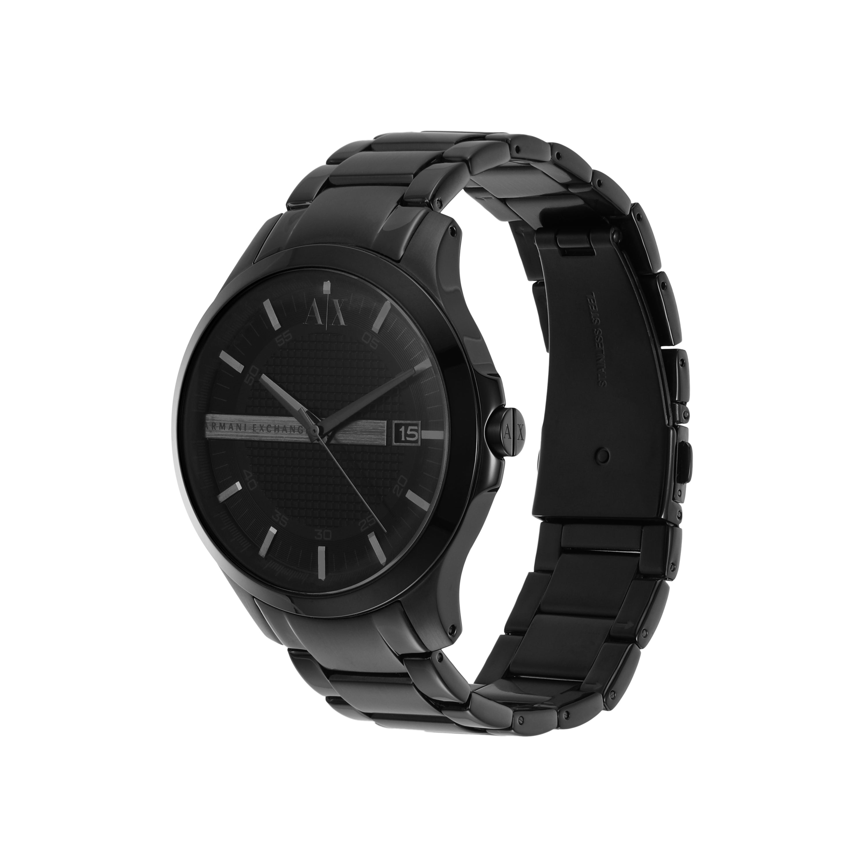 Armani Black Stainless Steel Luxury Watch for Men AX2104