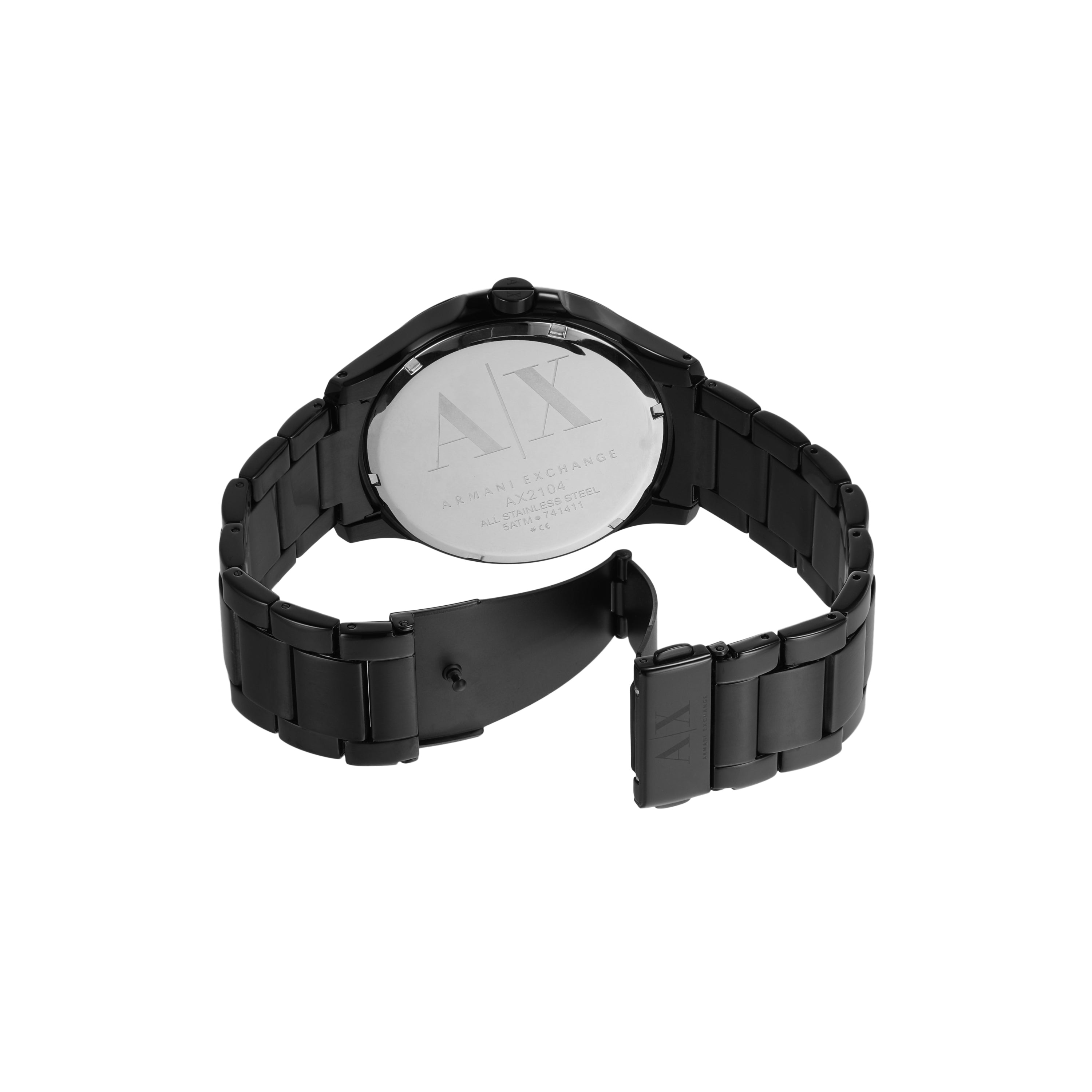 Armani Black Stainless Steel Luxury Watch for Men AX2104