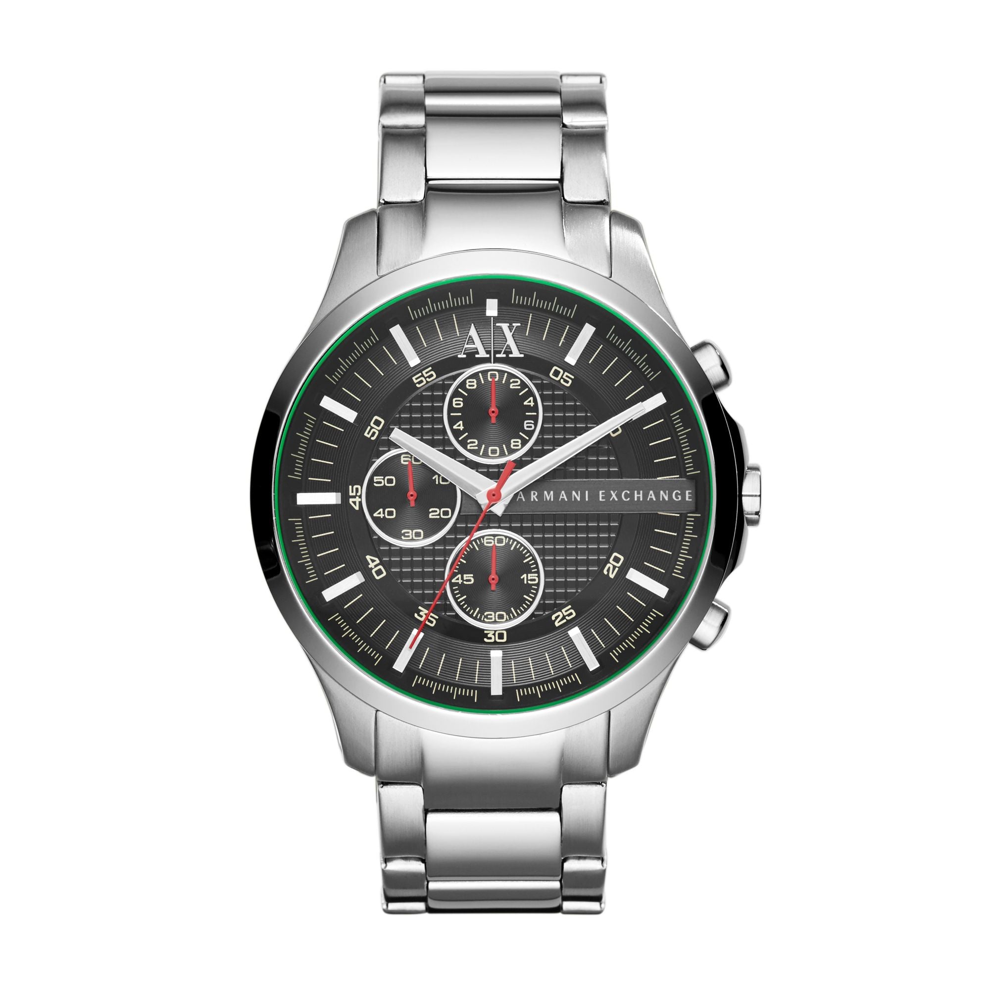 Armani Exchange Hampton AX2163 black chronograph dial on a stainless steel bracelet