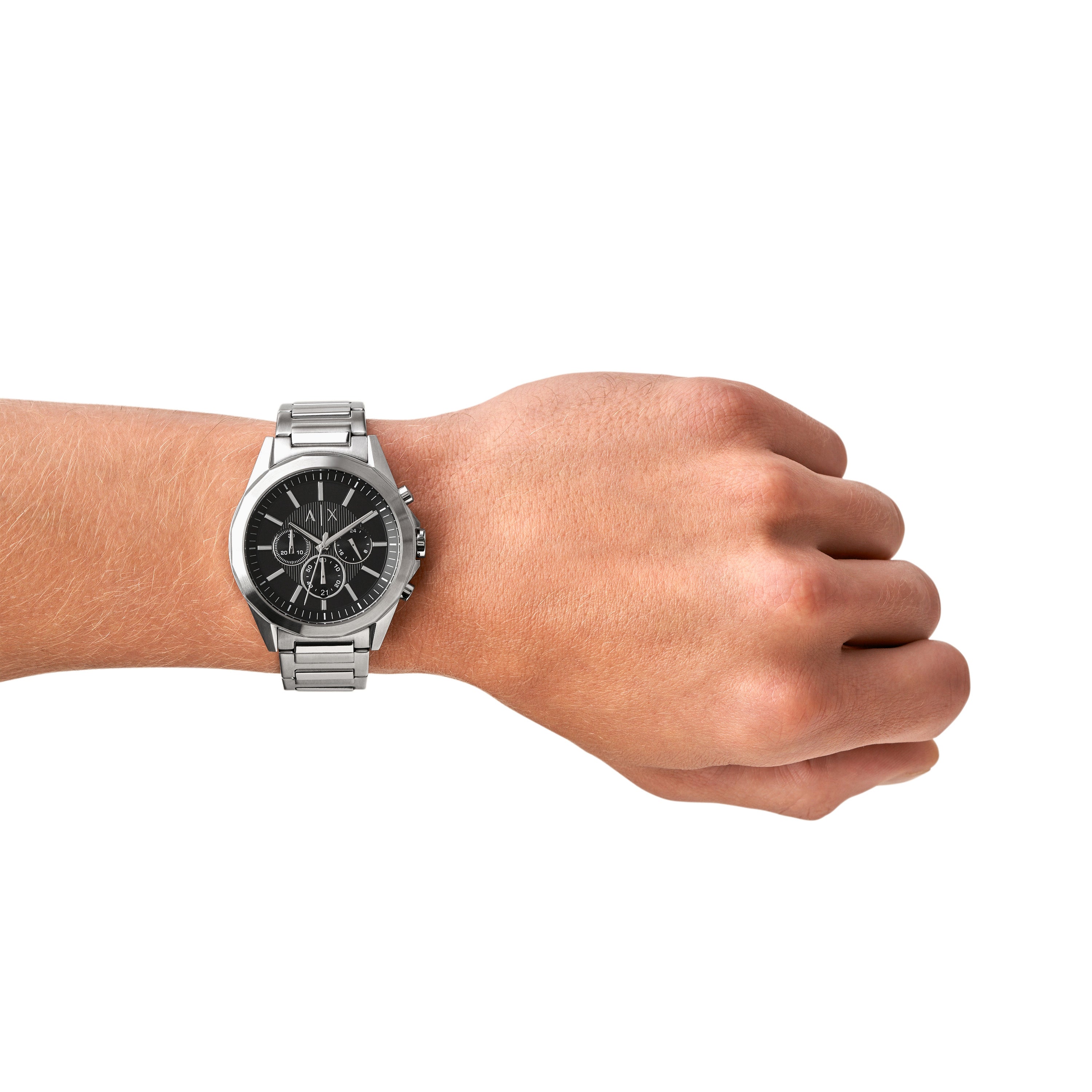 Armani Exchange Drexler Chronograph Black Dial Steel Bracelet AX2600