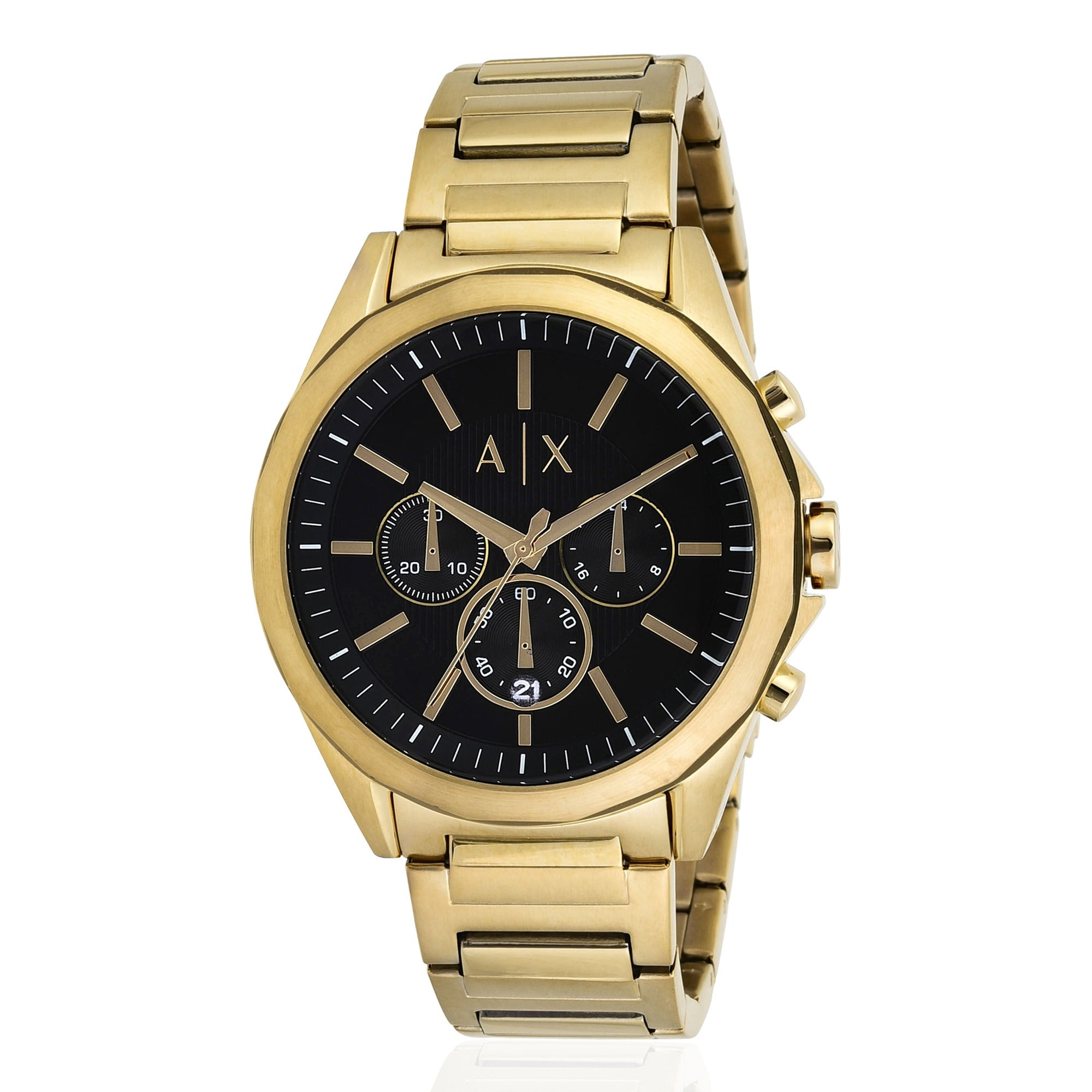 Armani Luxurious Gold Chronograph Black Dial Watch for Men AX2611