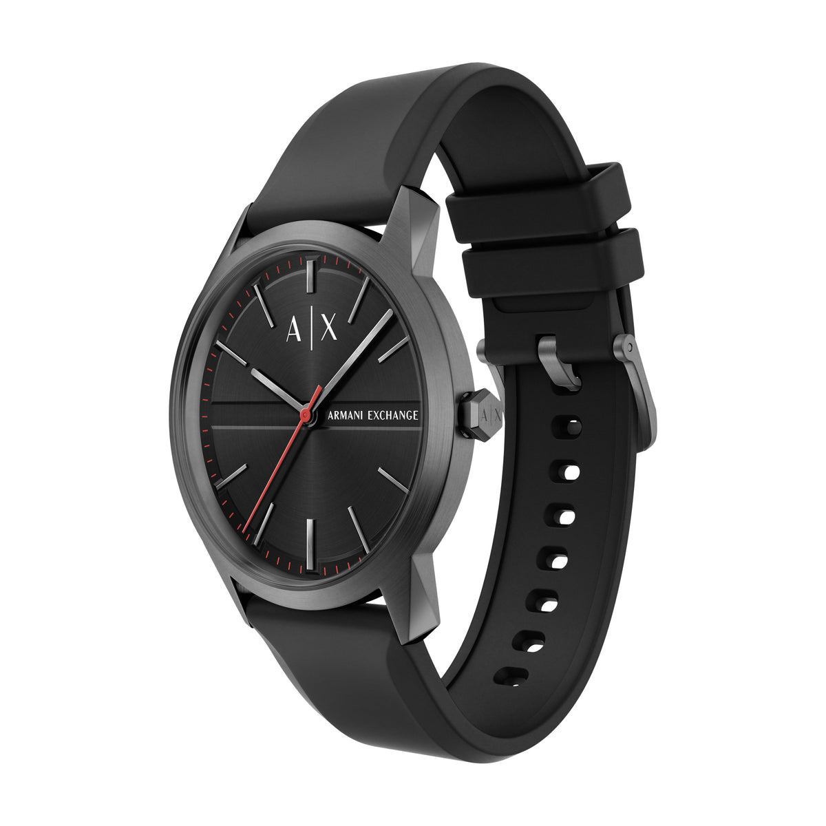 Armani Exchange Black Silicone AX2655 angled view