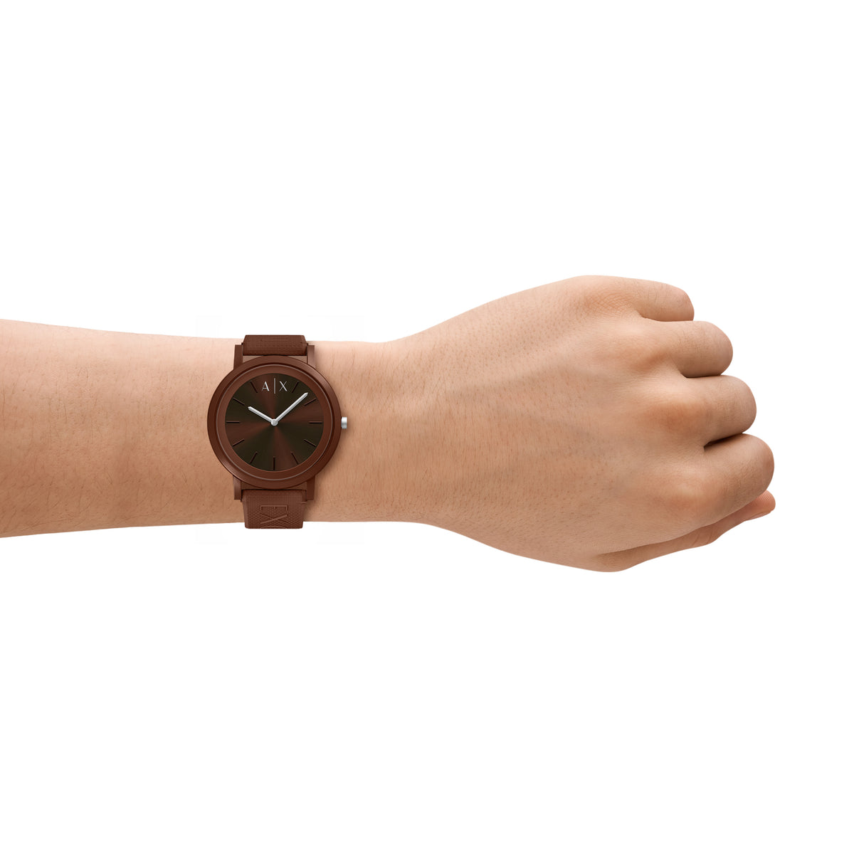 Armani Exchange Red Silicone AX2874 on the wrist