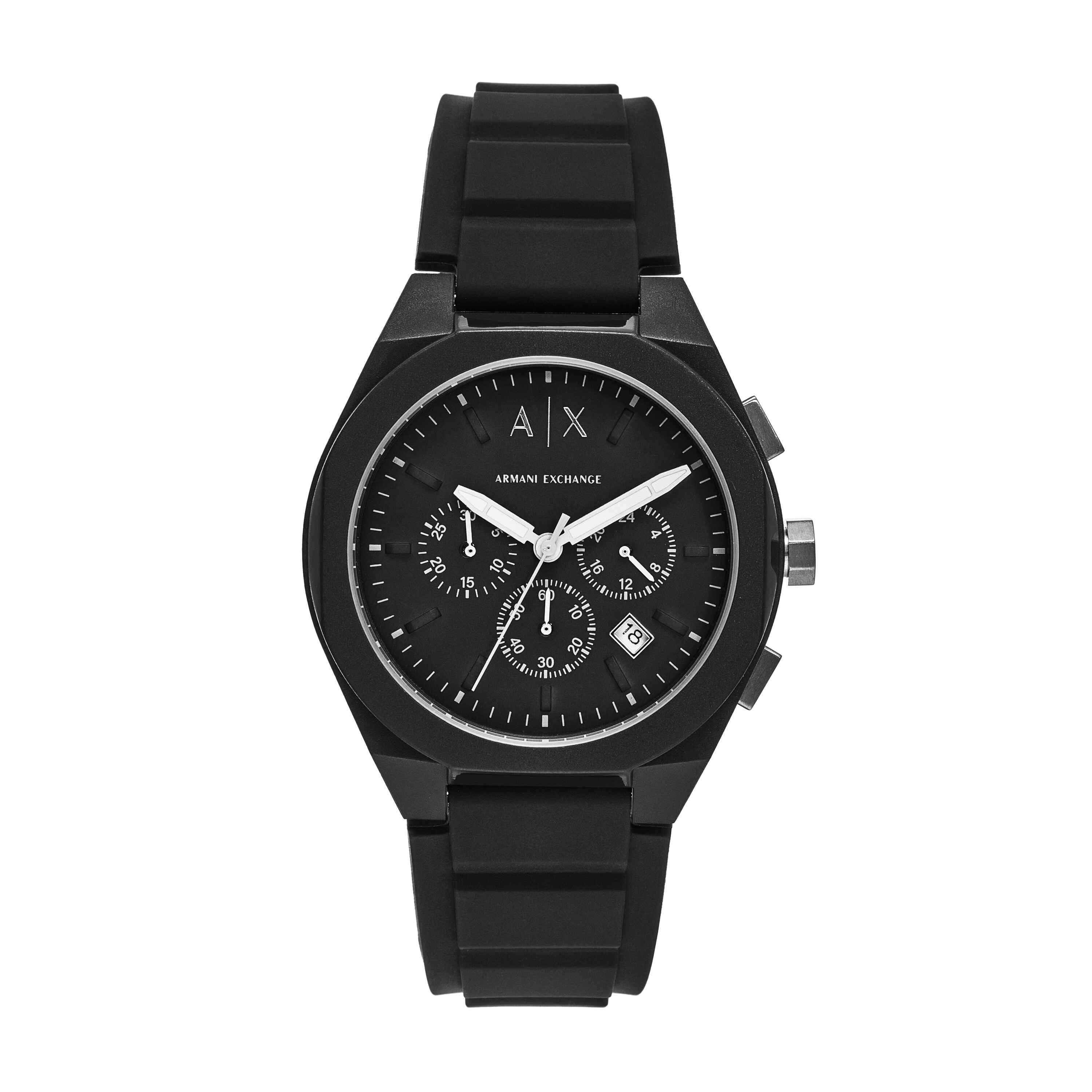 Armani Exchange Sync Chronograph Black Silicone Watch AX4161