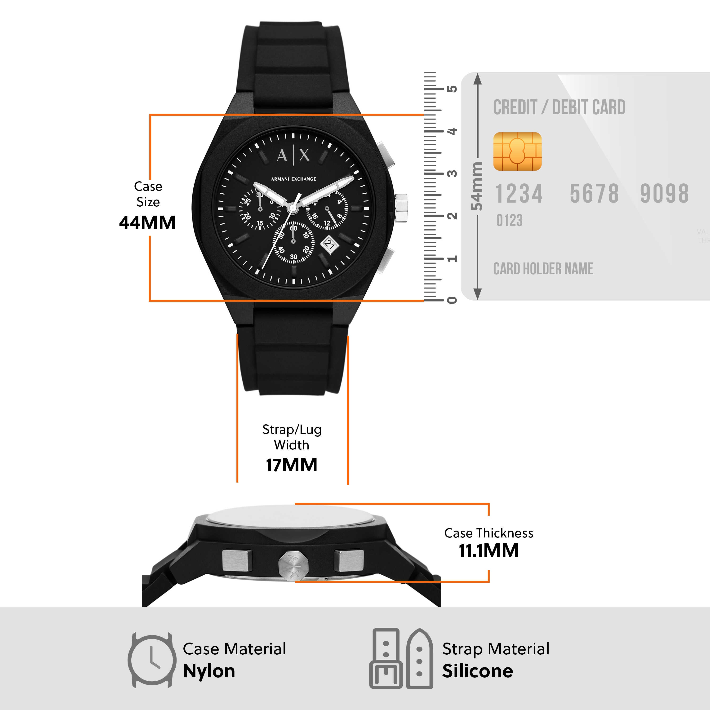 Armani Exchange Sync Chronograph Black Silicone Watch AX4161