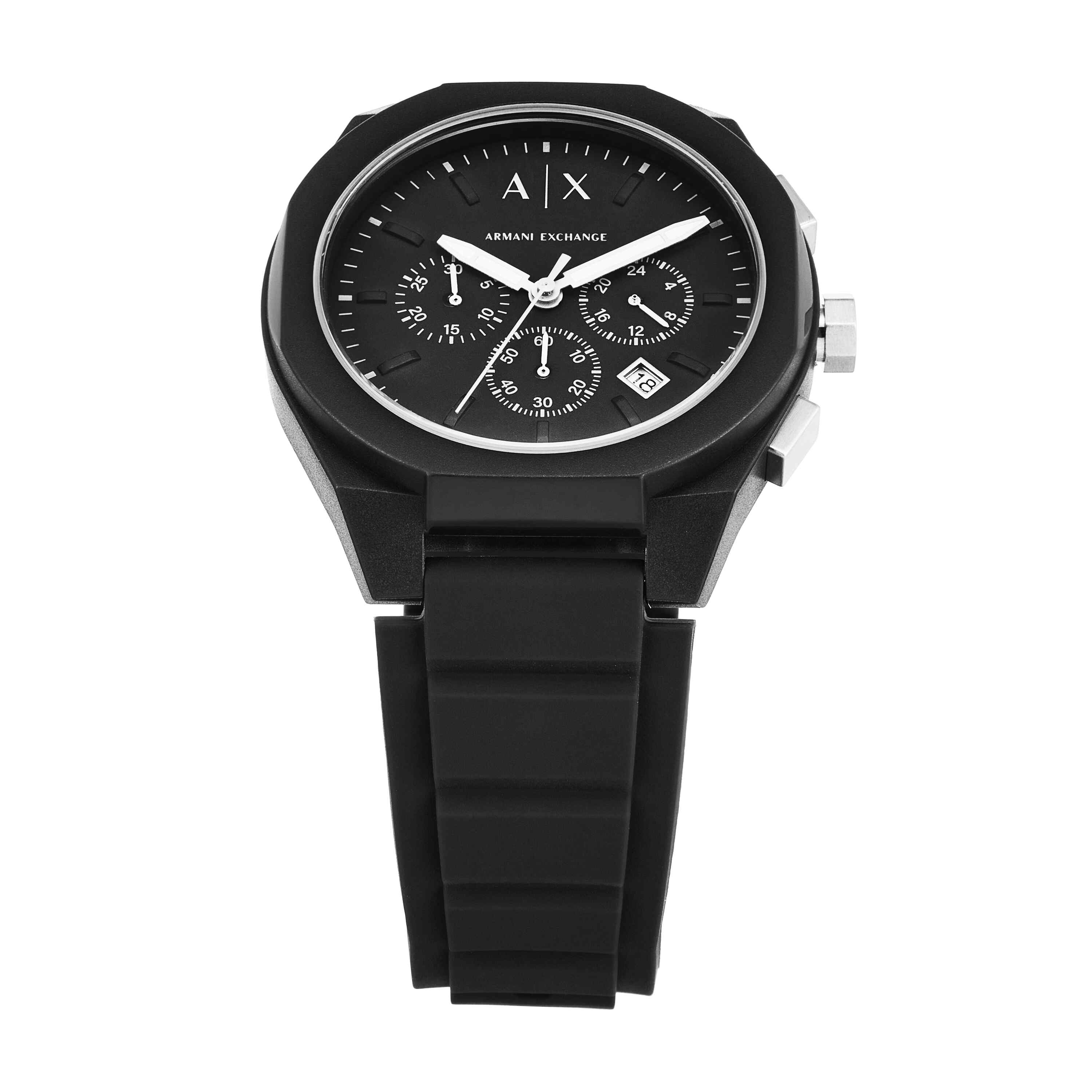 Armani Exchange Sync Chronograph Black Silicone Watch AX4161