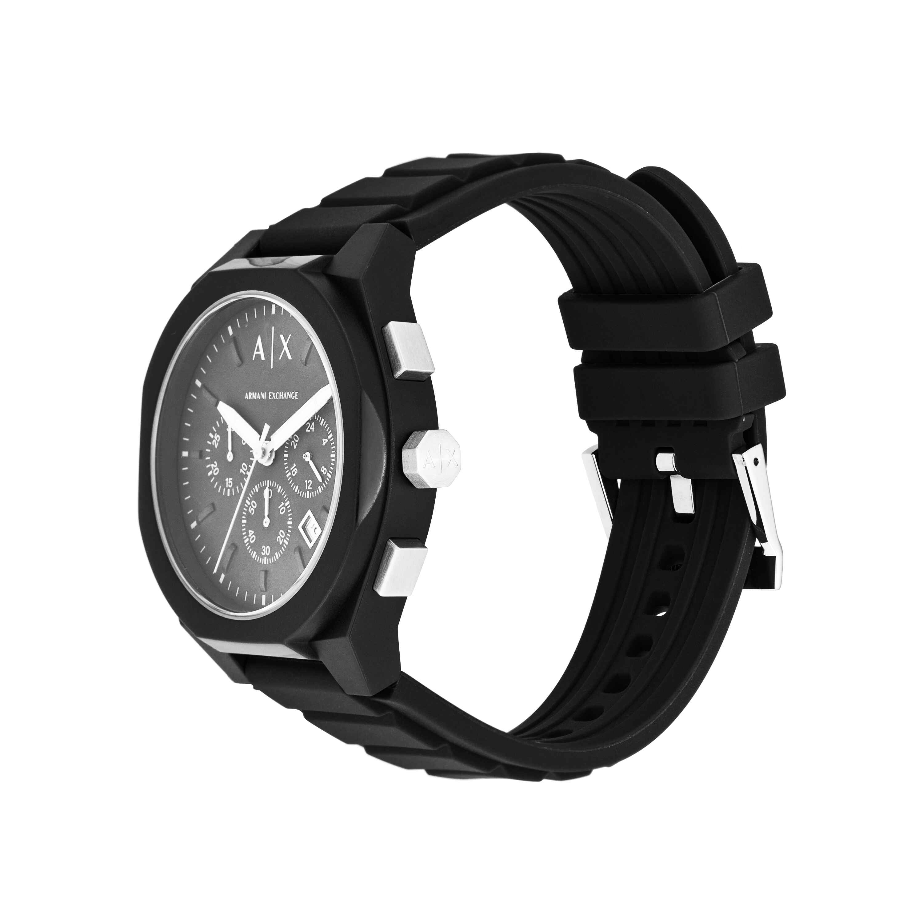 Armani Exchange Sync Chronograph Black Silicone Watch AX4161