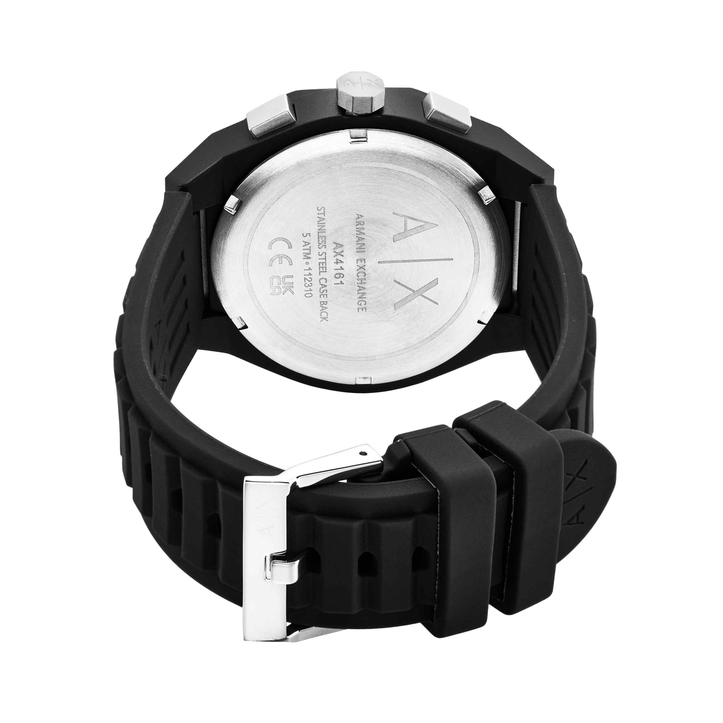 Armani Exchange Sync Chronograph Black Silicone Watch AX4161