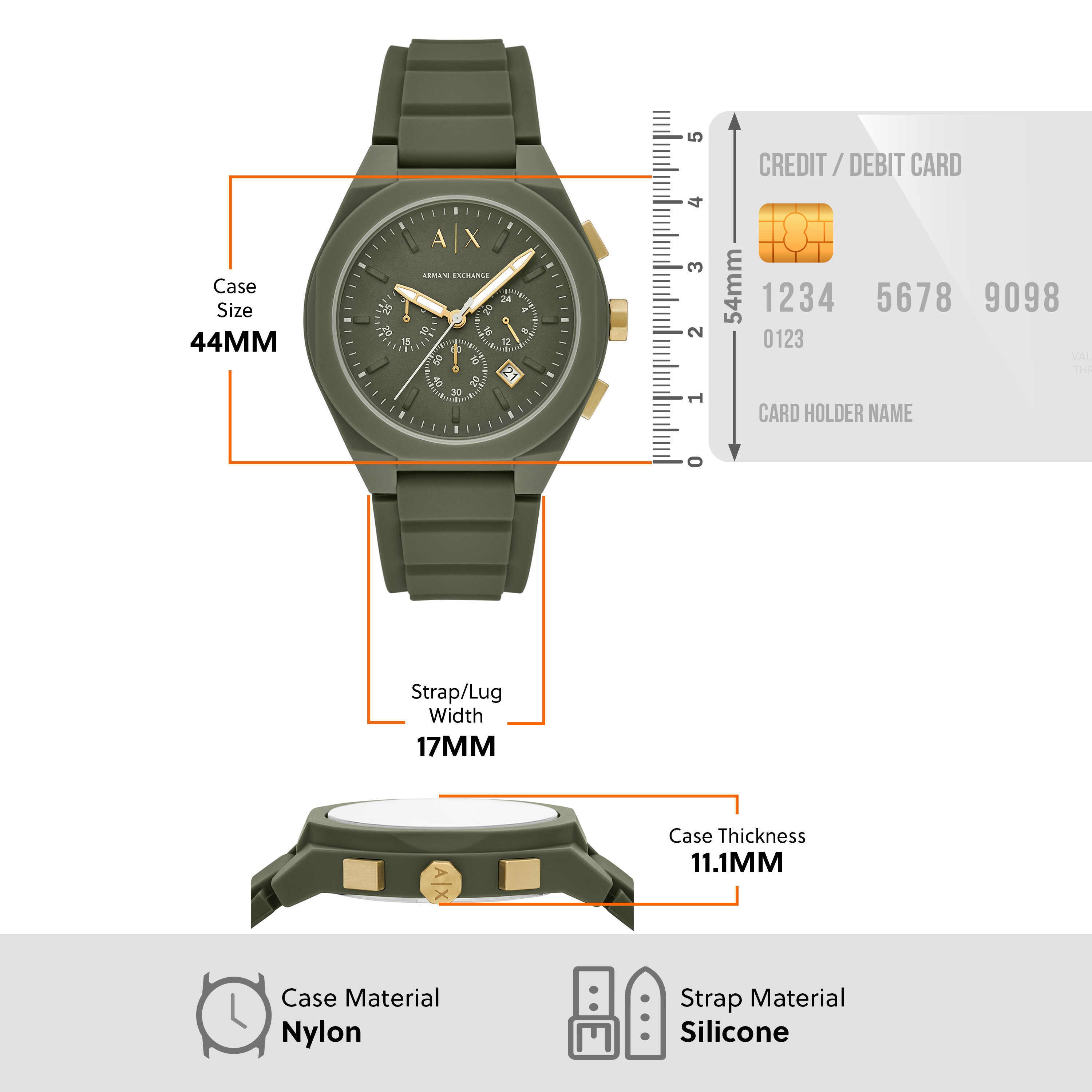 Armani Exchange Sync Chronograph Green Silicone Watch AX4169